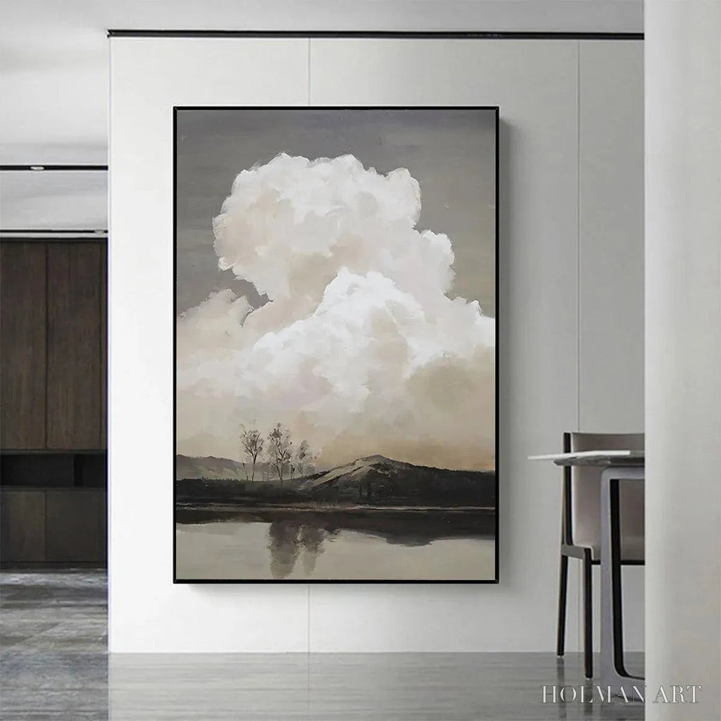 HOLMAN ART Cloudy Landscape – Muted Landscape Painting, Vertical - image 2