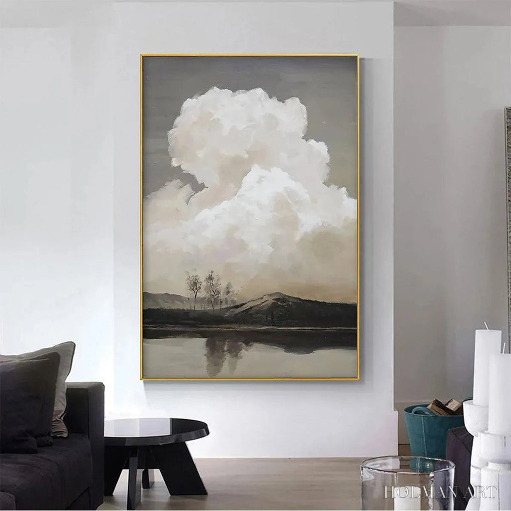 HOLMAN ART Cloudy Landscape – Muted Landscape Painting, Vertical - image 4