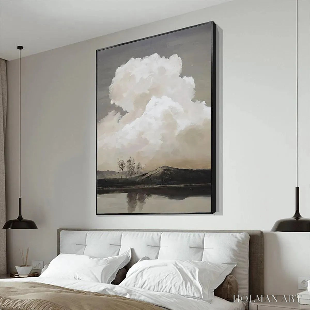 HOLMAN ART Cloudy Landscape – Muted Landscape Painting, Vertical - image 5