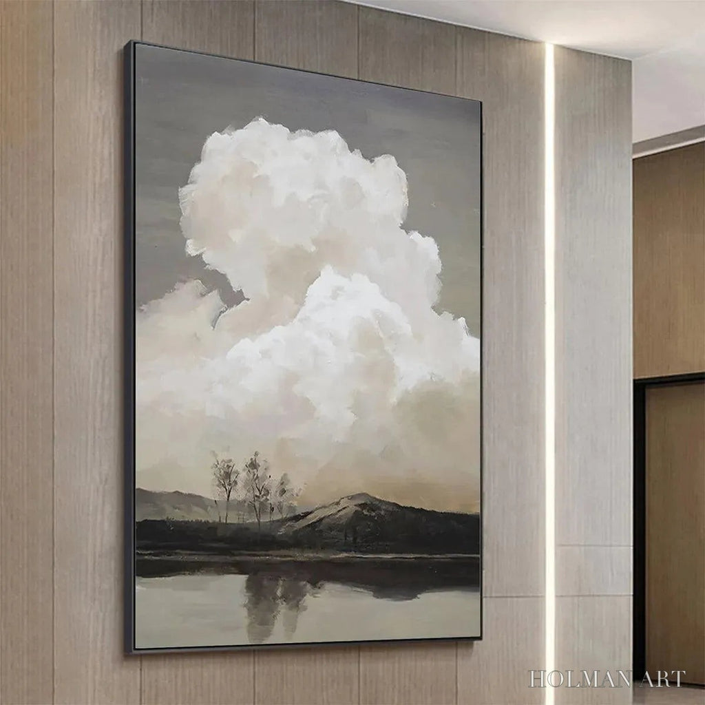 HOLMAN ART Cloudy Landscape – Muted Landscape Painting, Vertical - image 6