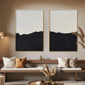 HOLMAN ART Black & White Abstract Landscape Diptych – Textured Abstract Painting Set of 2, Vertical - image 2