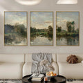 HOLMAN ART Riverside Triptych – Traditional Chinese Landscape Painting Set of 3 - image 2