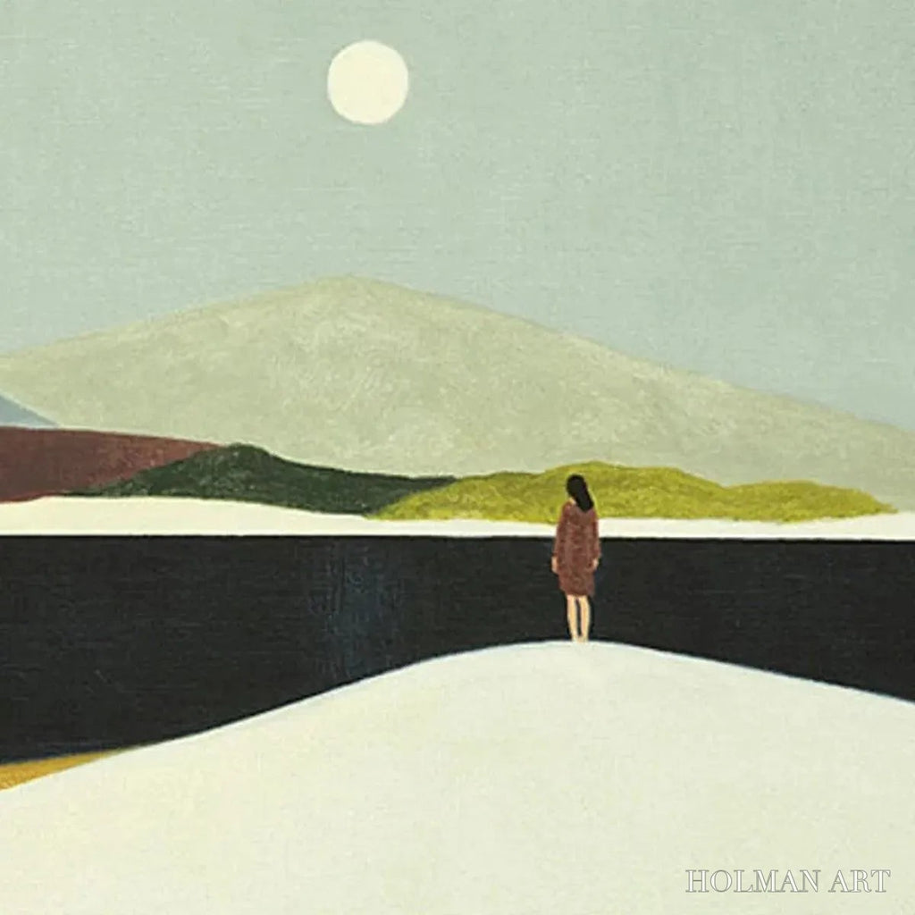 HOLMAN ART Solitary Figure in Minimalist Landscape – Serene Landscape Painting, Horizontal - image 6