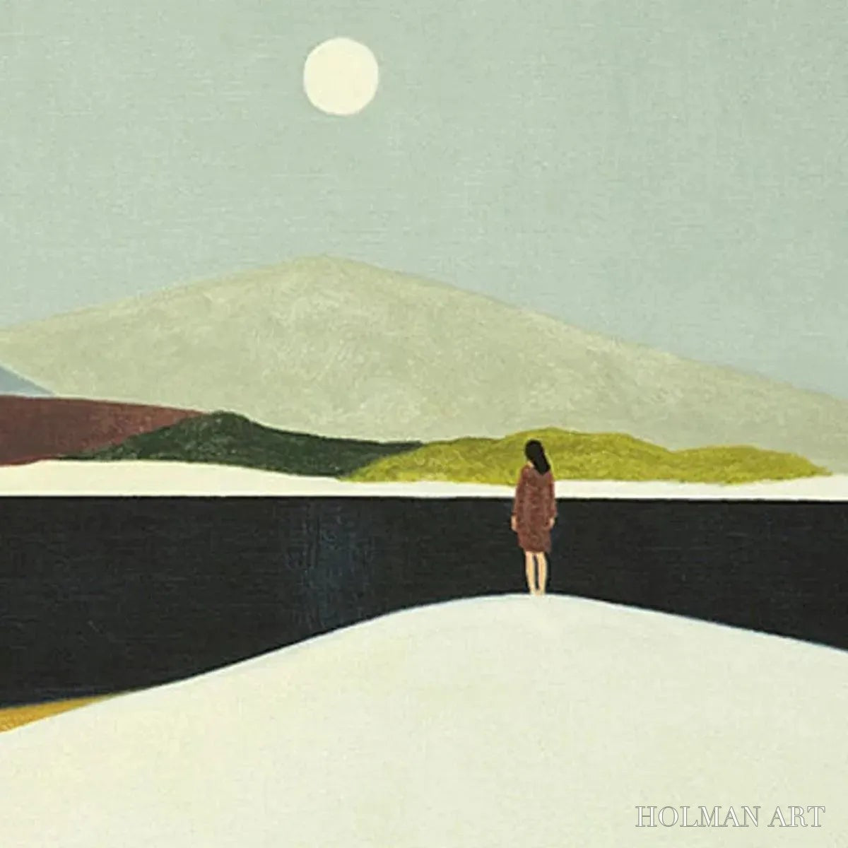 HOLMAN ART Solitary Figure in Minimalist Landscape – Serene Landscape Painting, Horizontal - image 6