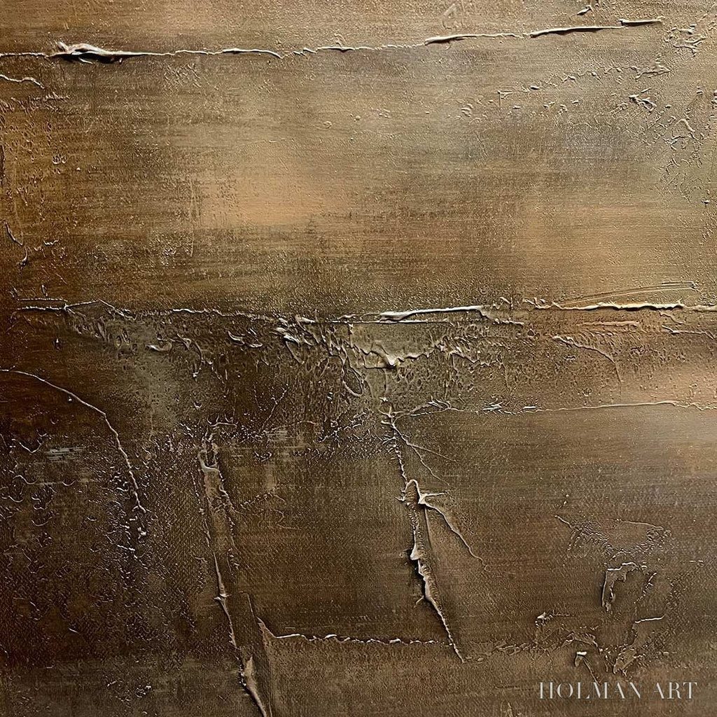 HOLMAN ART Dark Brown Textured Landscape – Abstract Painting in Brown - image 3