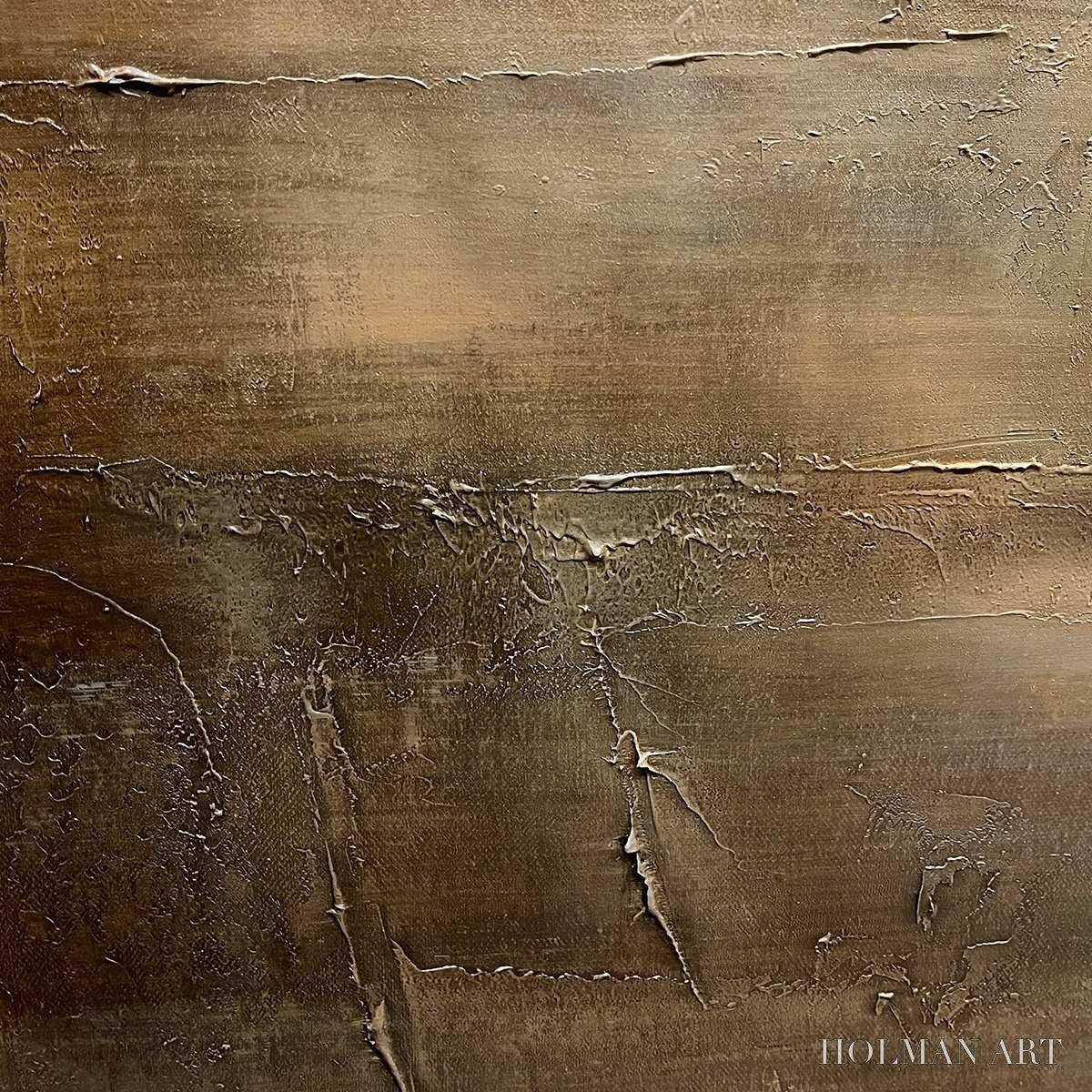 HOLMAN ART Dark Brown Textured Landscape – Abstract Painting in Brown - image 3