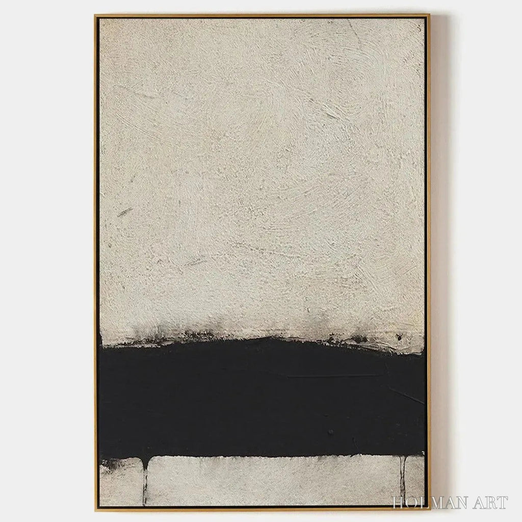 HOLMAN ART Minimalist Black and White Landscape – Textured Abstract Painting, Vertical - image 1