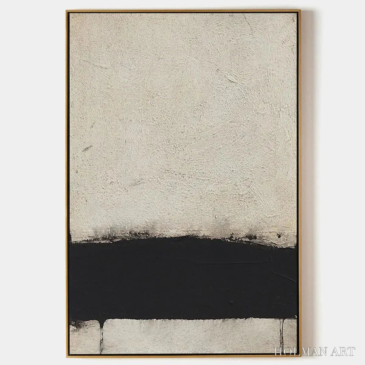 HOLMAN ART Minimalist Black and White Landscape – Textured Abstract Painting, Vertical - image 1