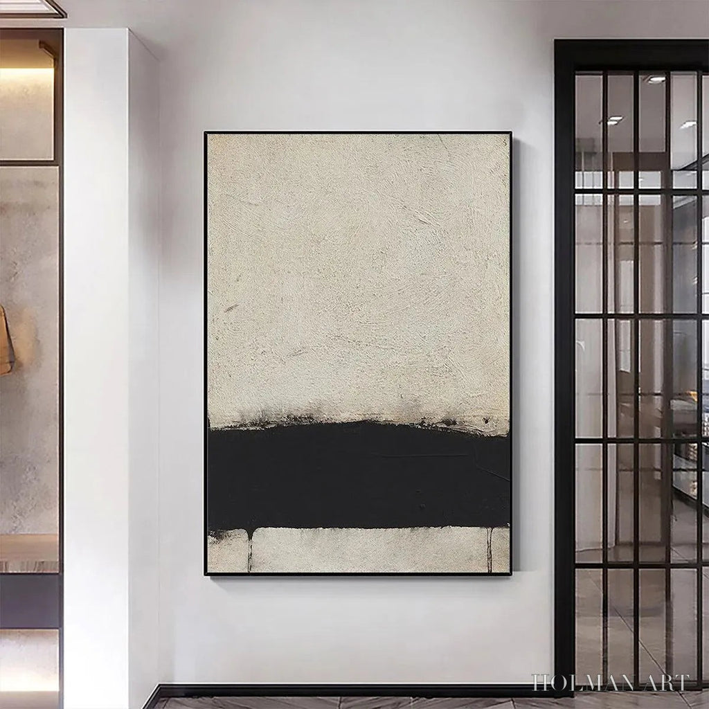 HOLMAN ART Minimalist Black and White Landscape – Textured Abstract Painting, Vertical - image 4