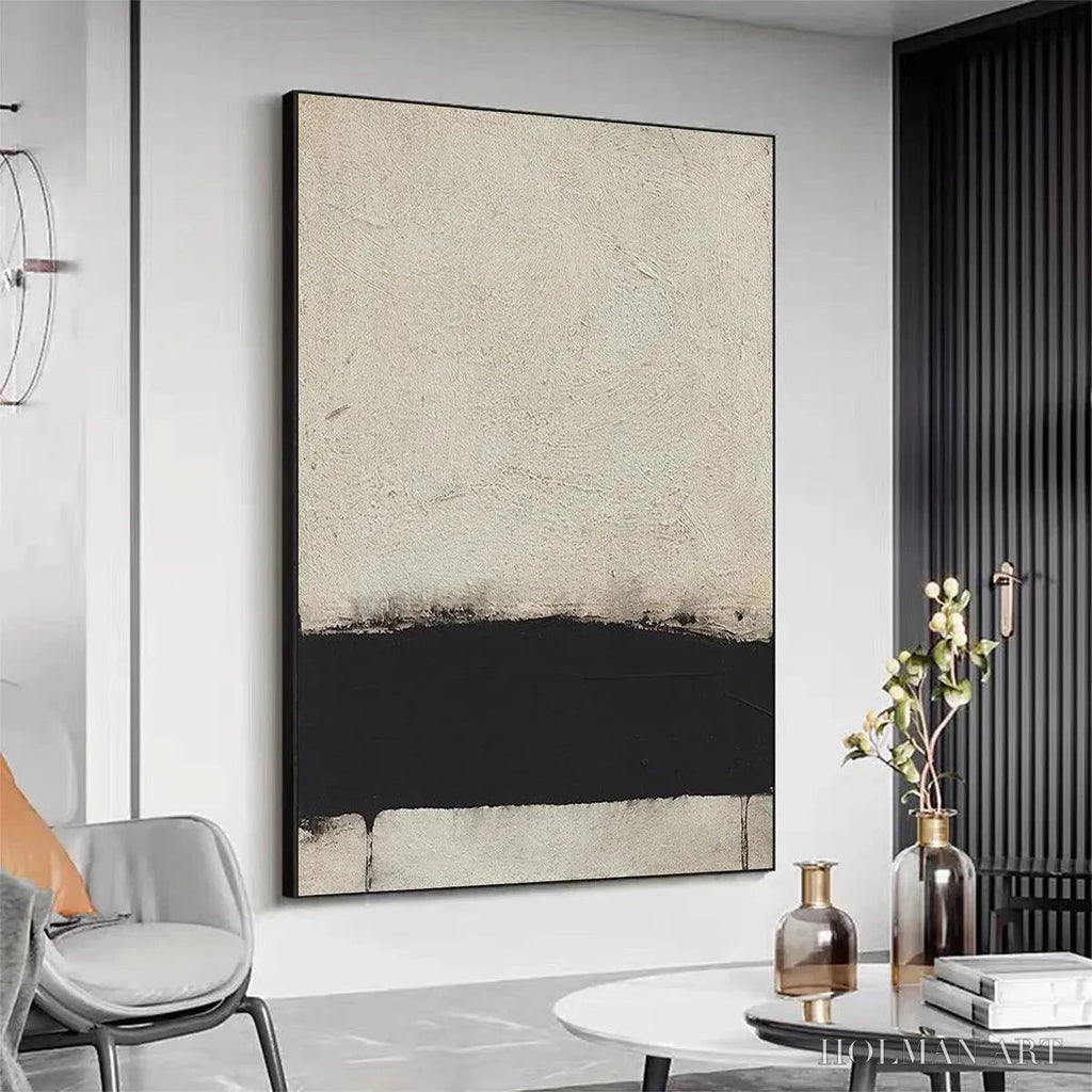 HOLMAN ART Minimalist Black and White Landscape – Textured Abstract Painting, Vertical - image 5