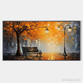 HOLMAN ART Autumn Park Bench – Impressionistic Park Painting in Orange and Grey - image 1