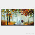 HOLMAN ART Autumn Park Stroll – Romantic Park Landscape Painting, Horizontal - image 1