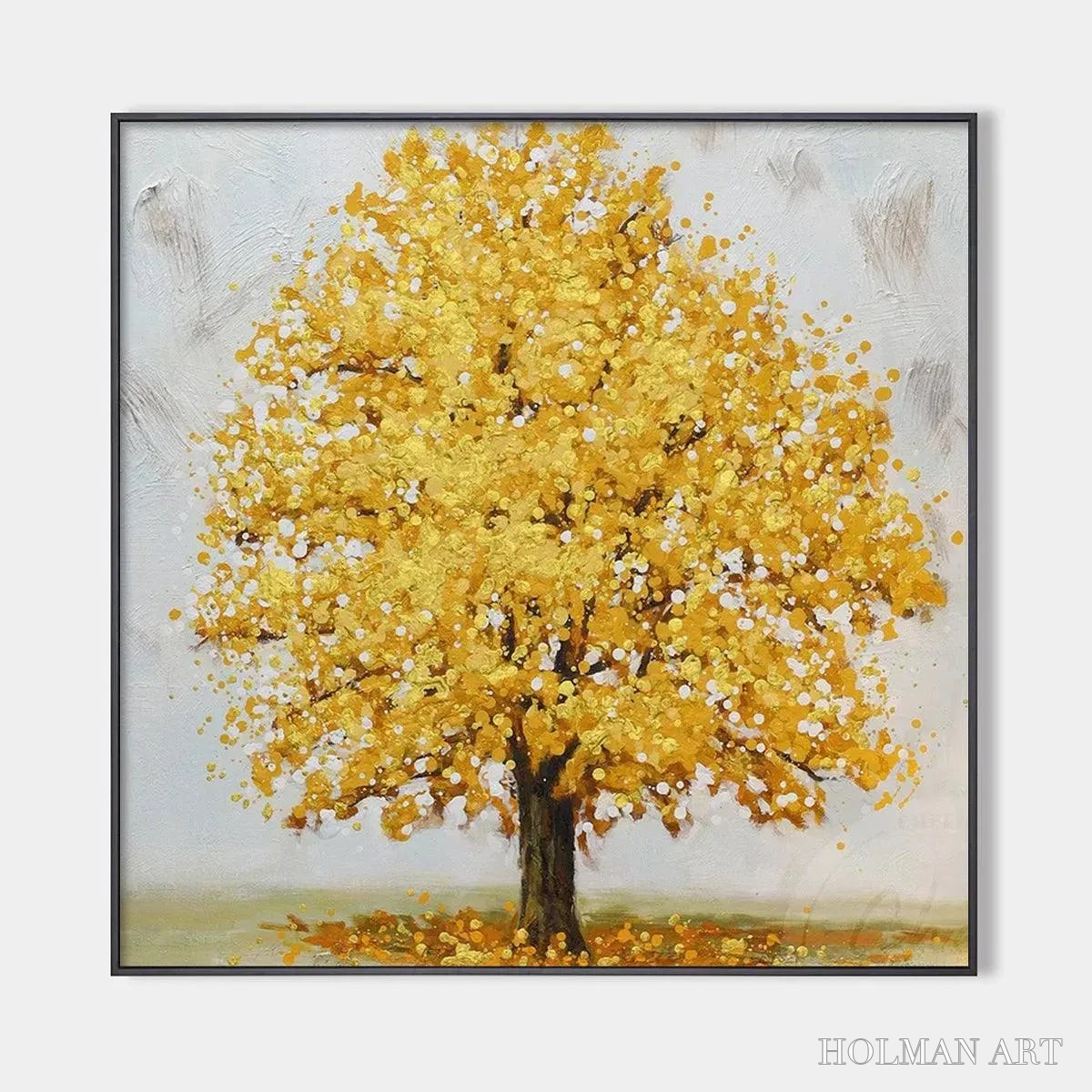 HOLMAN ART Golden Majesty – Textured Golden Tree Painting, Square - image 1