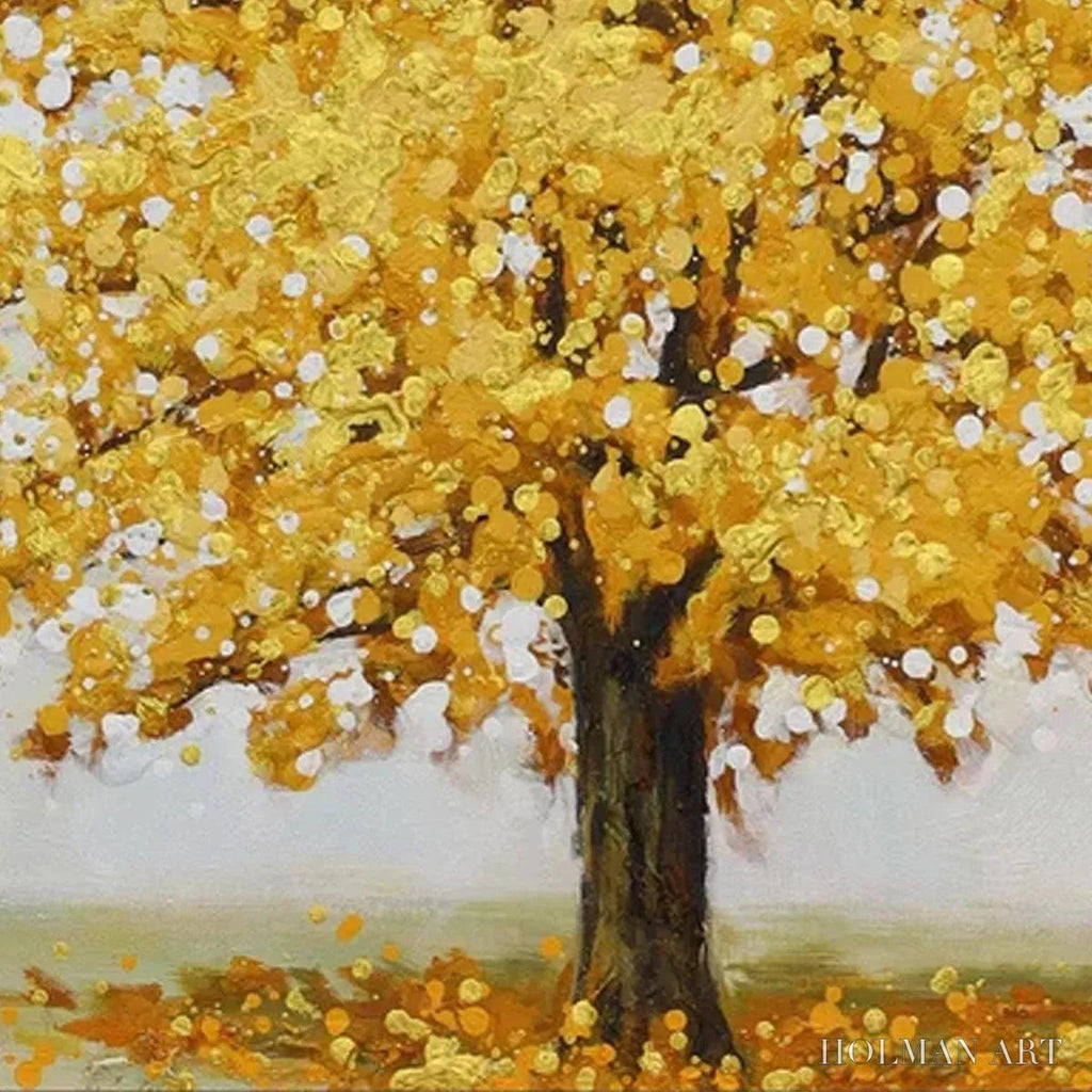 HOLMAN ART Golden Majesty – Textured Golden Tree Painting, Square - image 3
