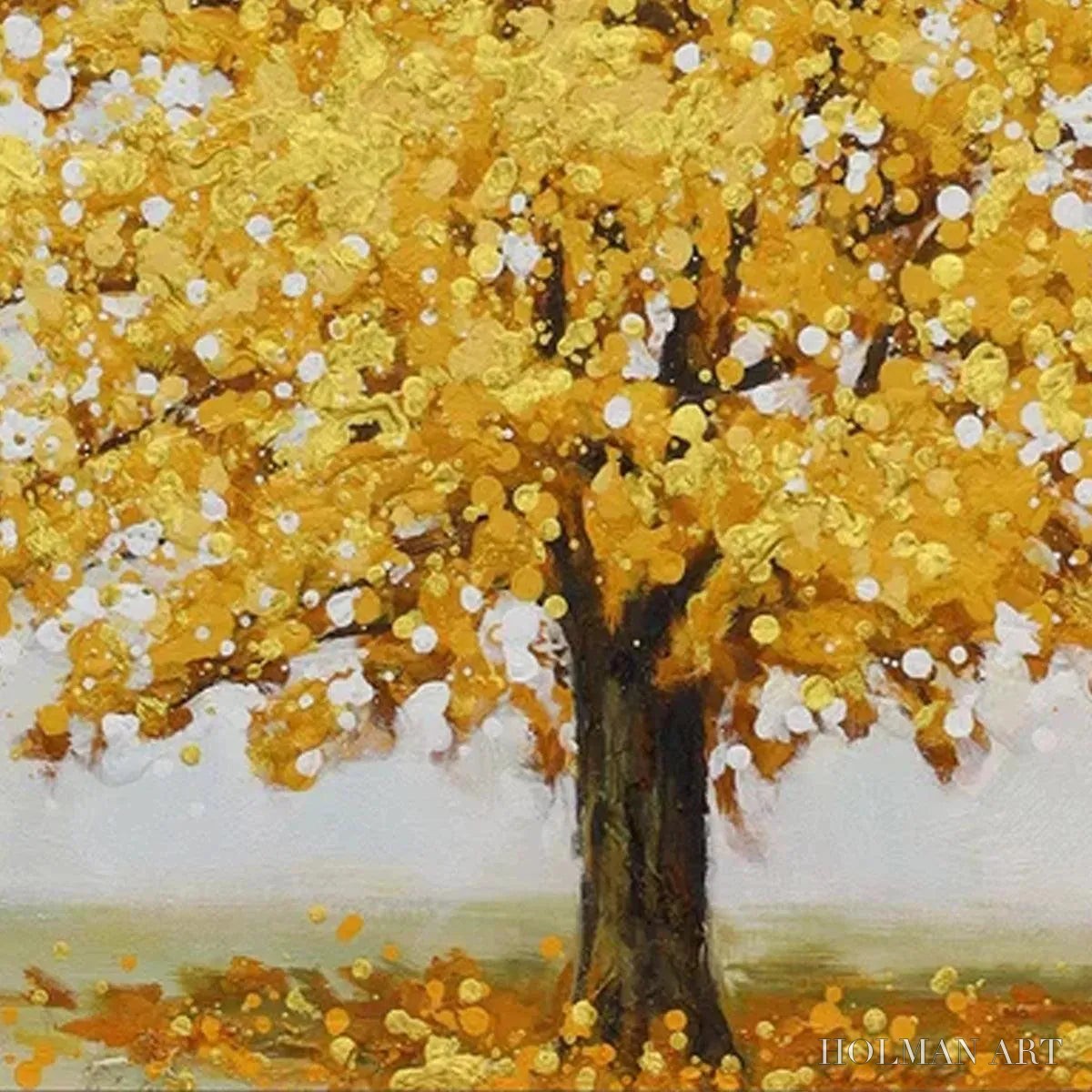 HOLMAN ART Golden Majesty – Textured Golden Tree Painting, Square - image 3