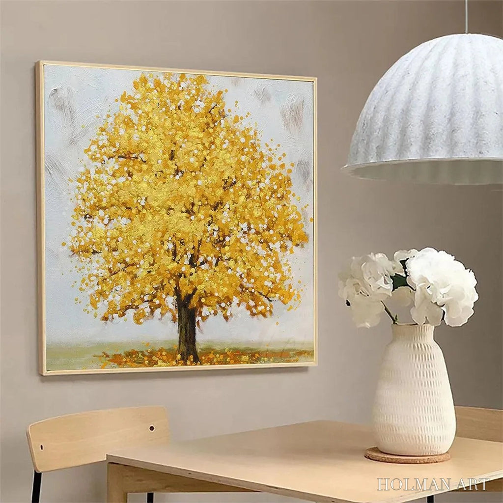 HOLMAN ART Golden Majesty – Textured Golden Tree Painting, Square - image 4