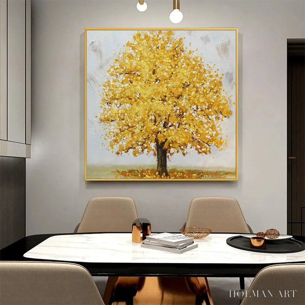 HOLMAN ART Golden Majesty – Textured Golden Tree Painting, Square - image 5