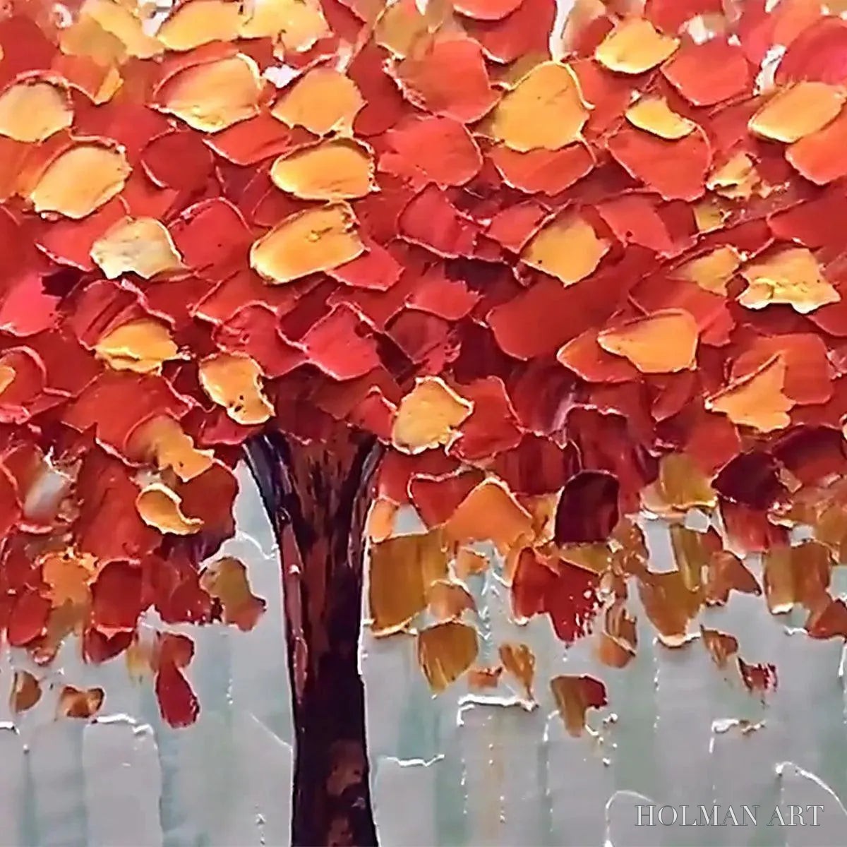 HOLMAN ART Autumn Fire – Textured Impasto Painting of a Tree in Orange and Red - image 3