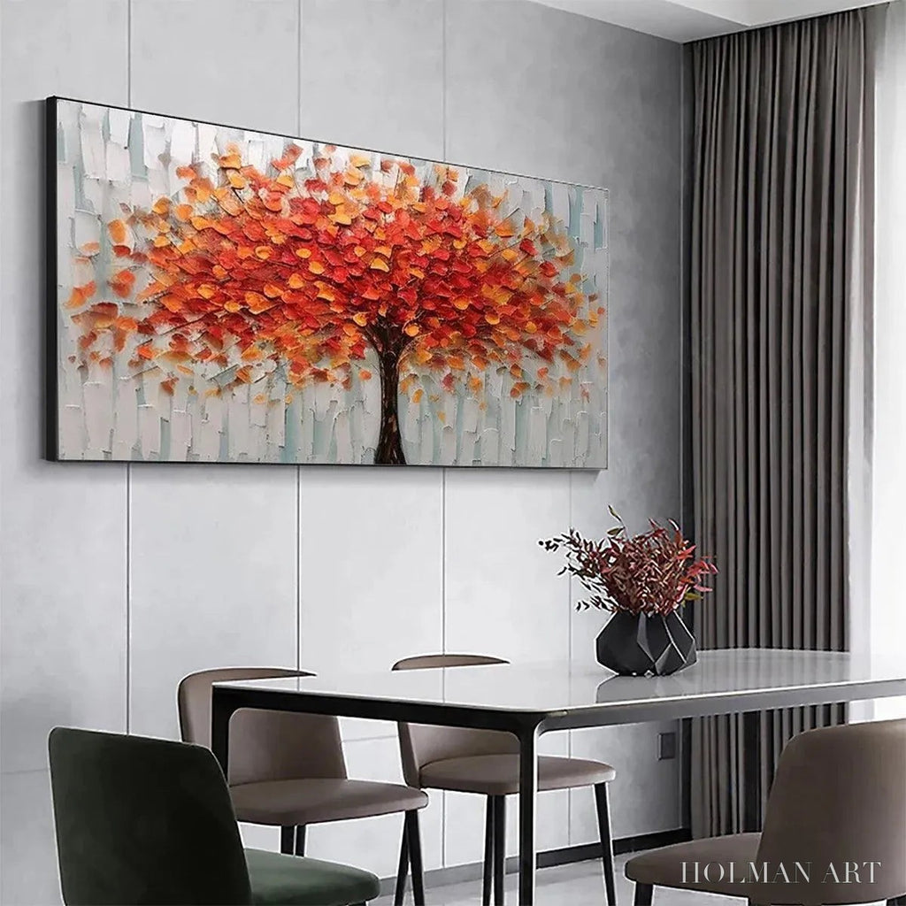 HOLMAN ART Autumn Fire – Textured Impasto Painting of a Tree in Orange and Red - image 5