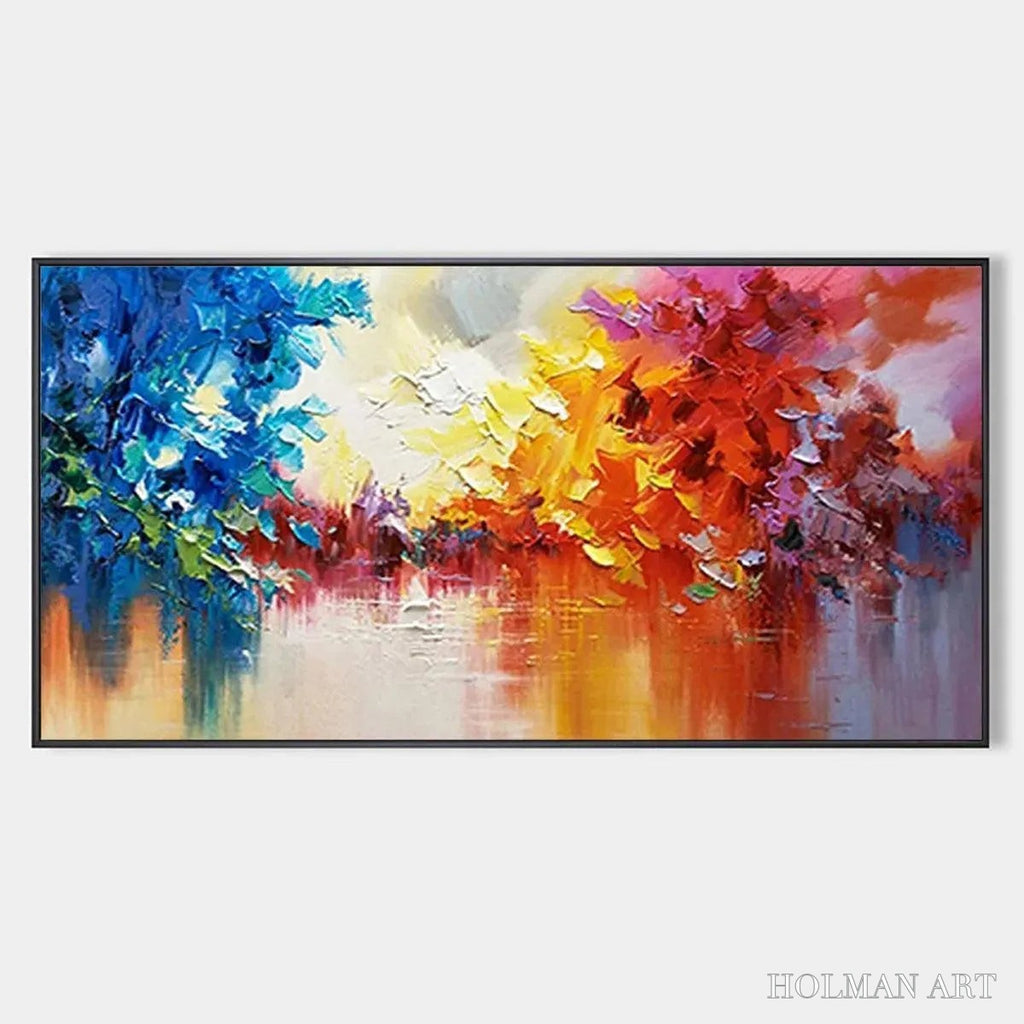HOLMAN ART Colorful Reflections – Textured Abstract Landscape Painting - image 1