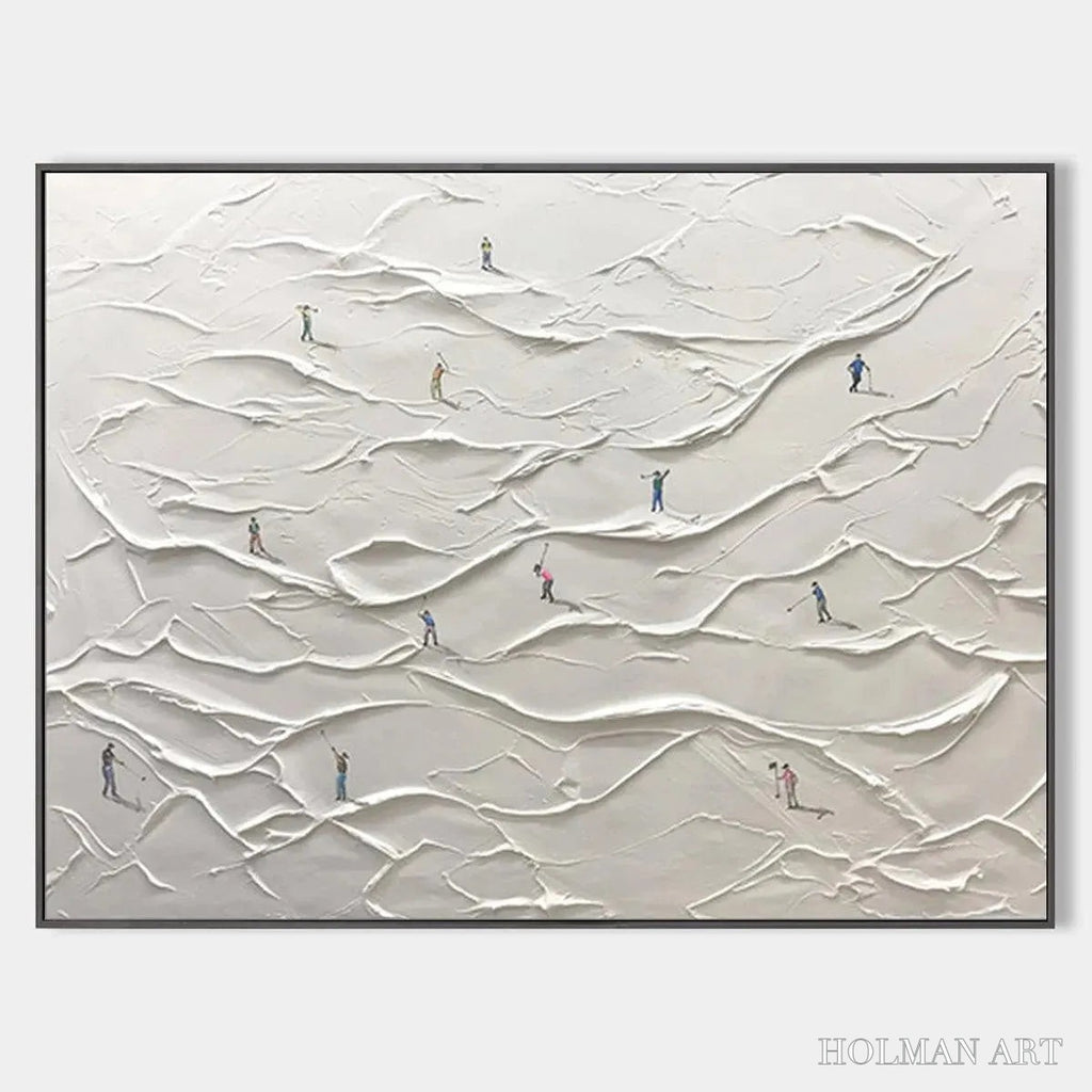 HOLMAN ART White Greens – Textured Abstract Golf Landscape Painting - image 1