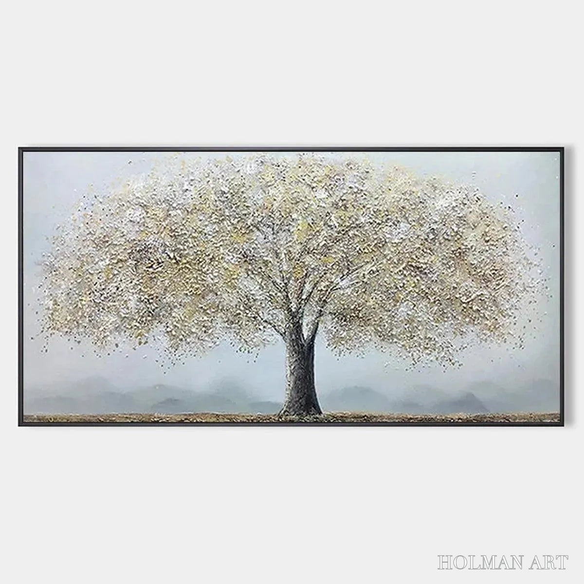 HOLMAN ART Golden Tree – Textured Tree Painting in Gold and Grey - image 1
