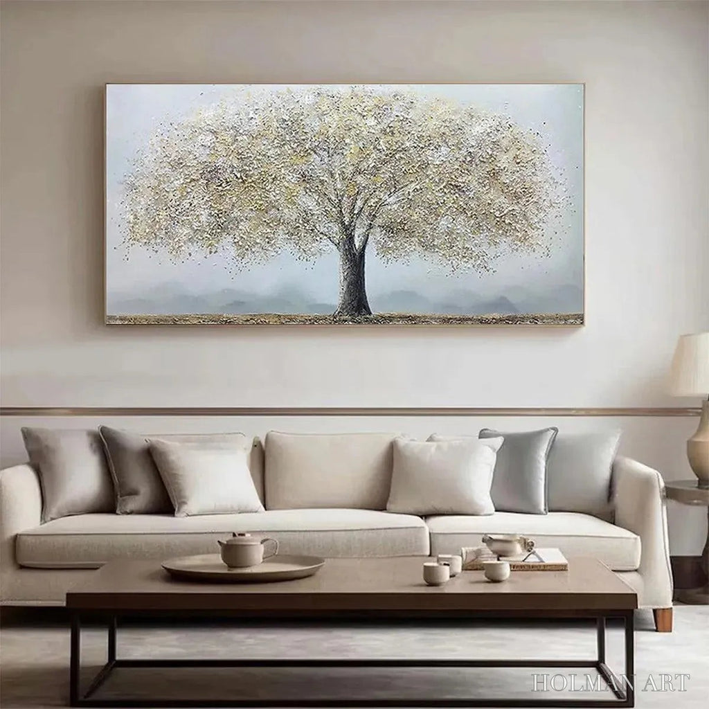 HOLMAN ART Golden Tree – Textured Tree Painting in Gold and Grey - image 2