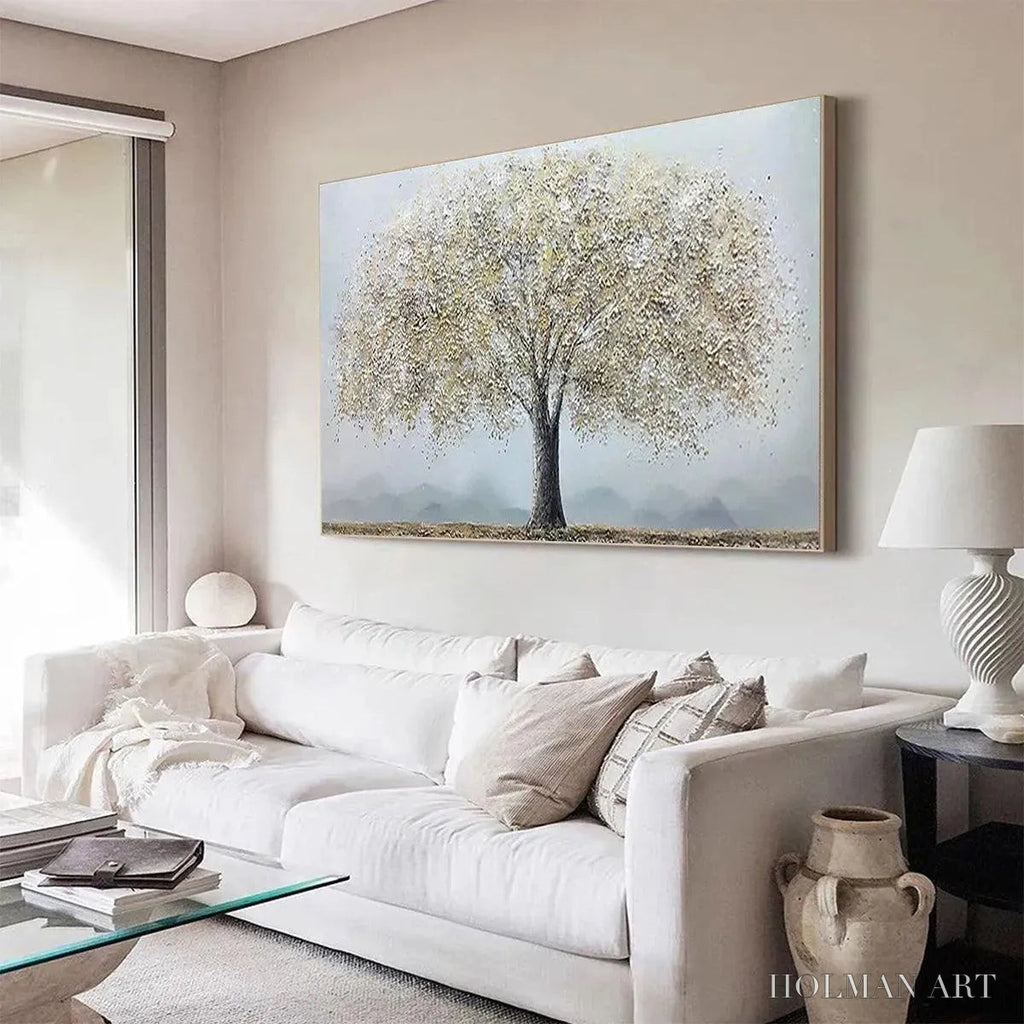 HOLMAN ART Golden Tree – Textured Tree Painting in Gold and Grey - image 4