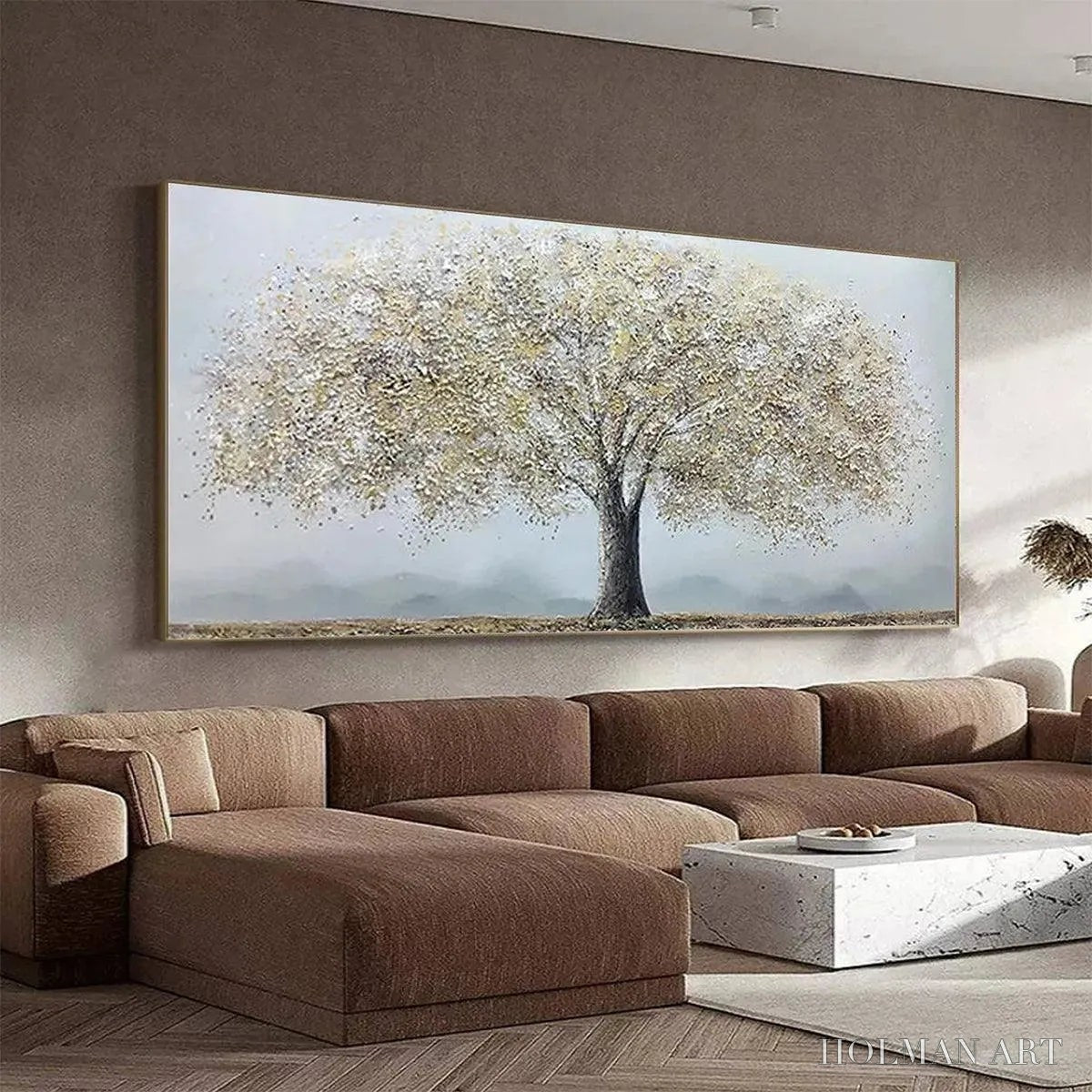 HOLMAN ART Golden Tree – Textured Tree Painting in Gold and Grey - image 6