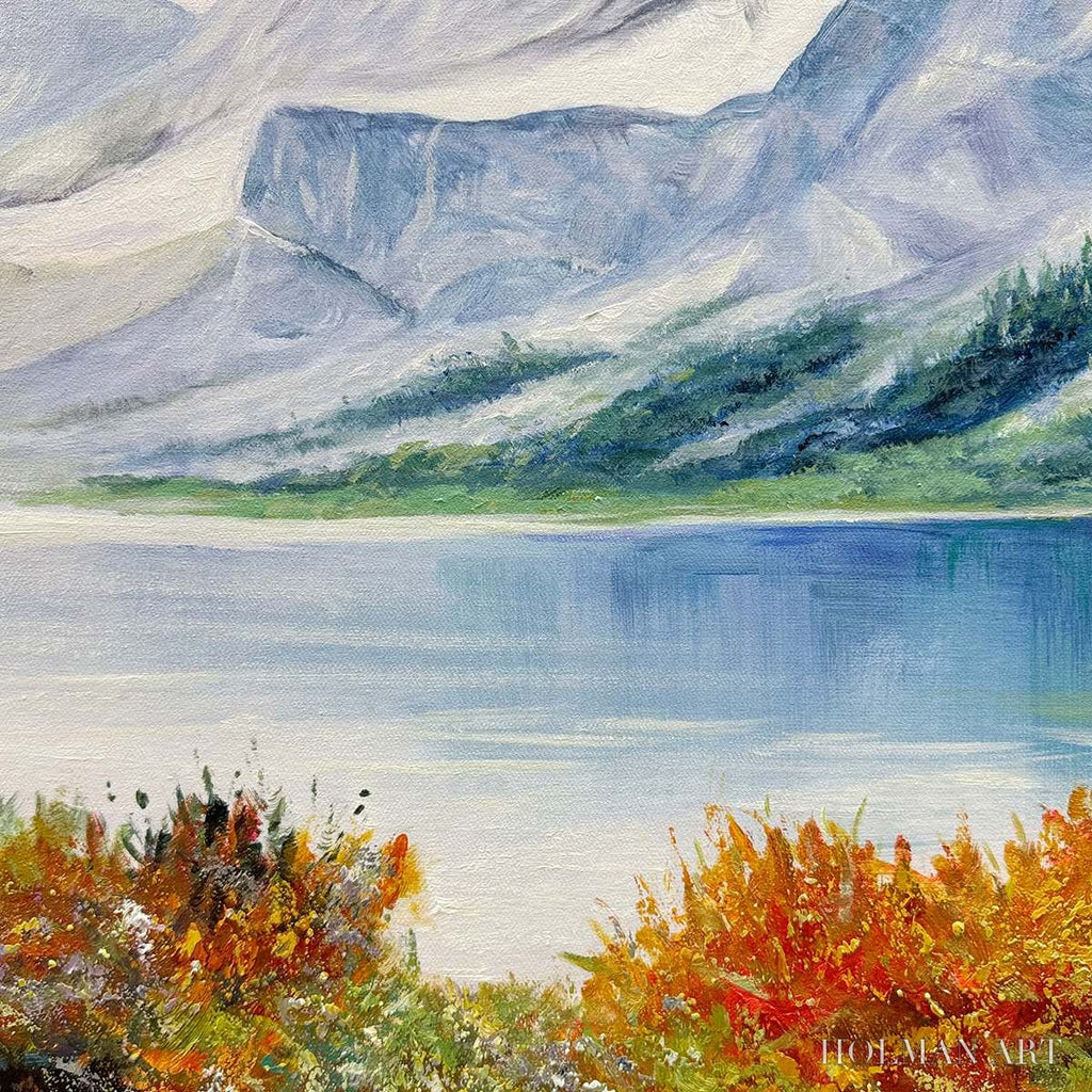 HOLMAN ART Autumn Lake – Panoramic Autumn Landscape Painting with Lake and Mountains - image 6