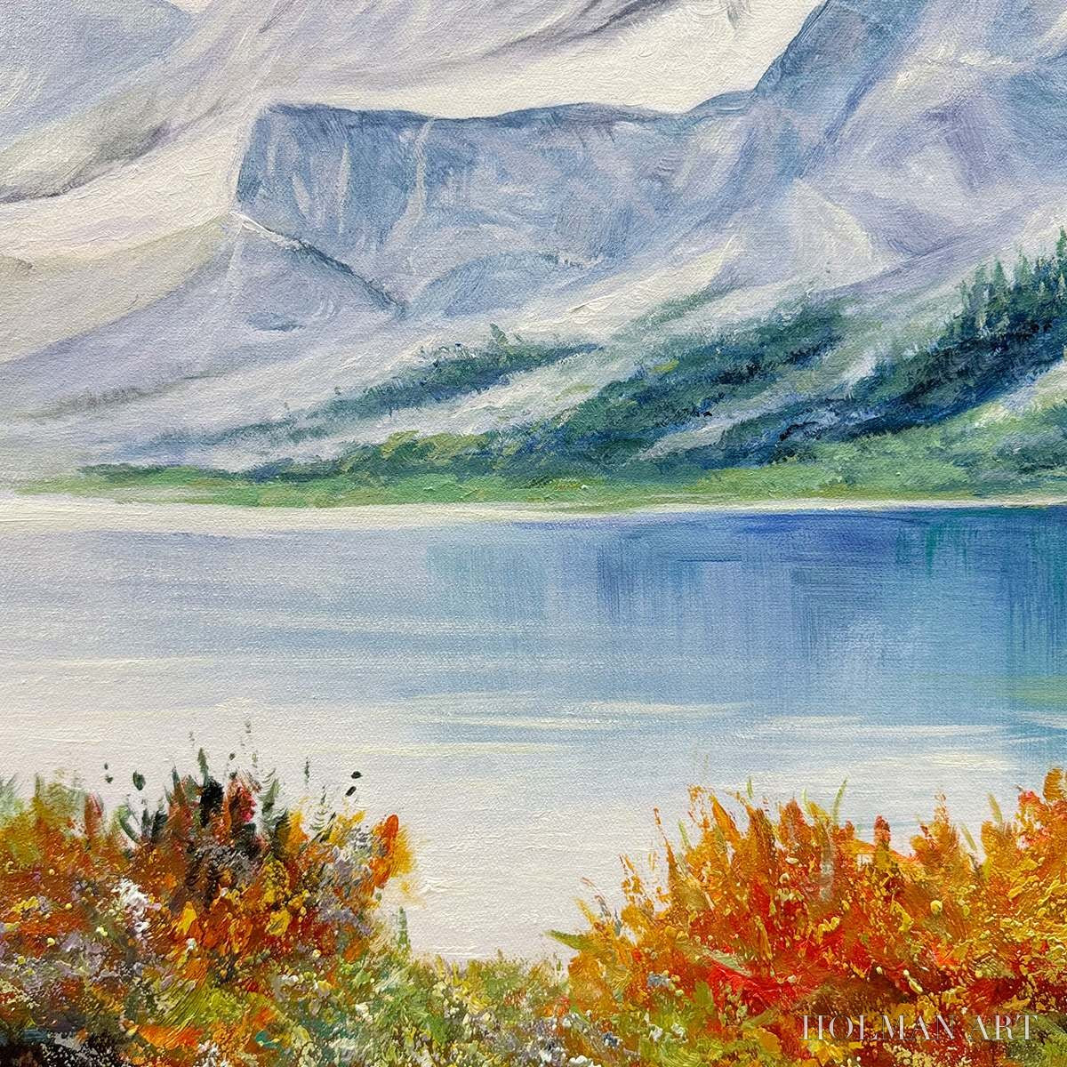 HOLMAN ART Autumn Lake – Panoramic Autumn Landscape Painting with Lake and Mountains - image 6