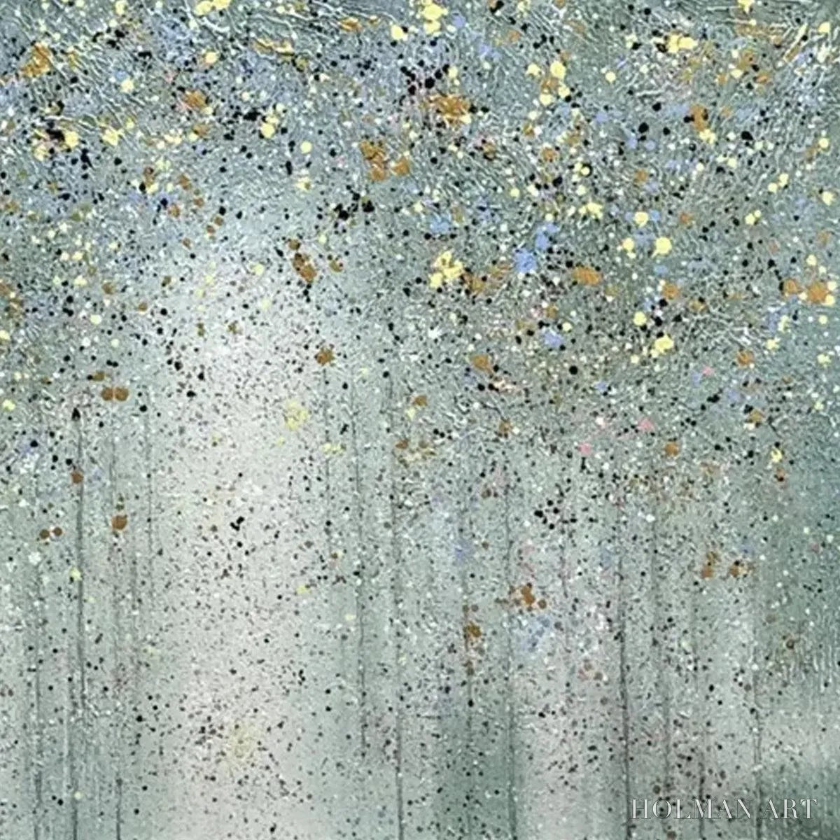 HOLMAN ART Golden Rain – Textured Abstract Landscape Painting in Green and Gold - image 3
