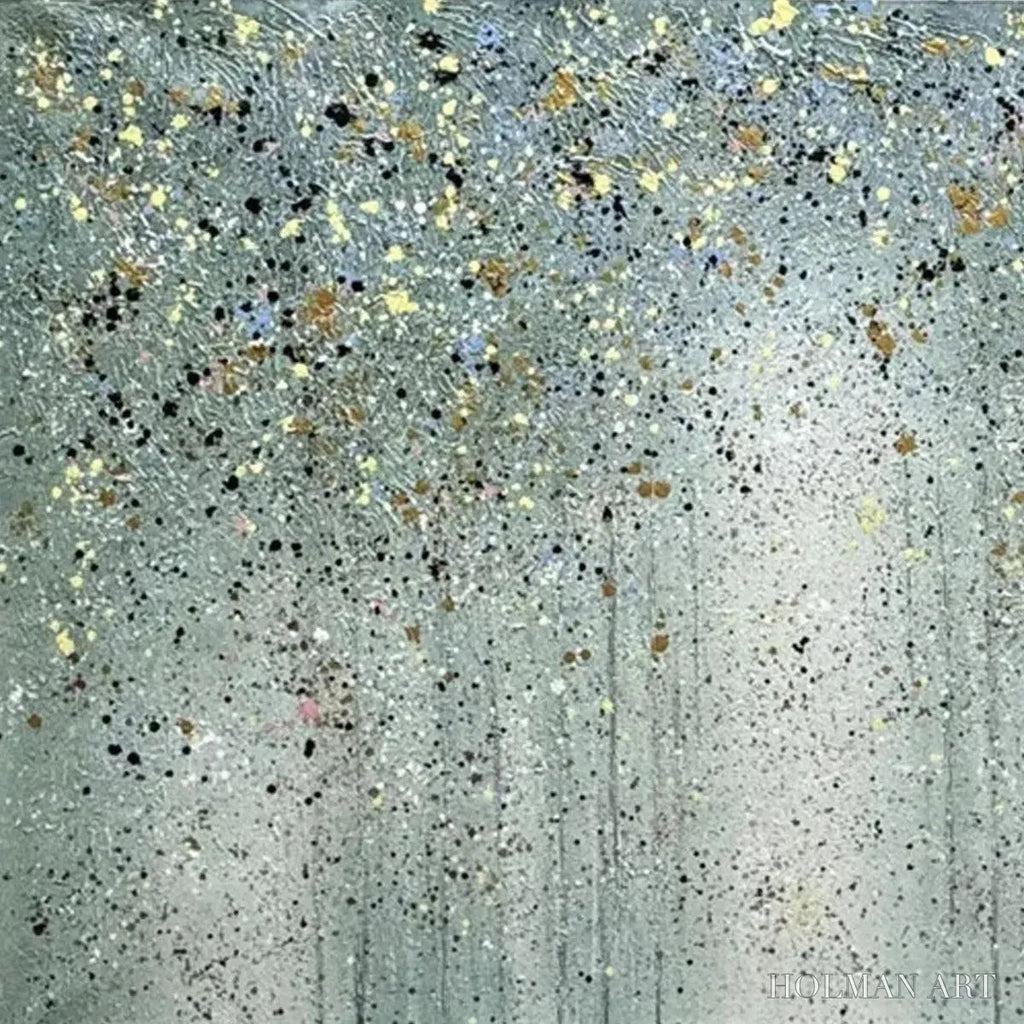 HOLMAN ART Golden Rain – Textured Abstract Landscape Painting in Green and Gold - image 5