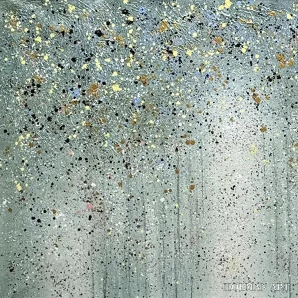 HOLMAN ART Golden Rain – Textured Abstract Landscape Painting in Green and Gold - image 5