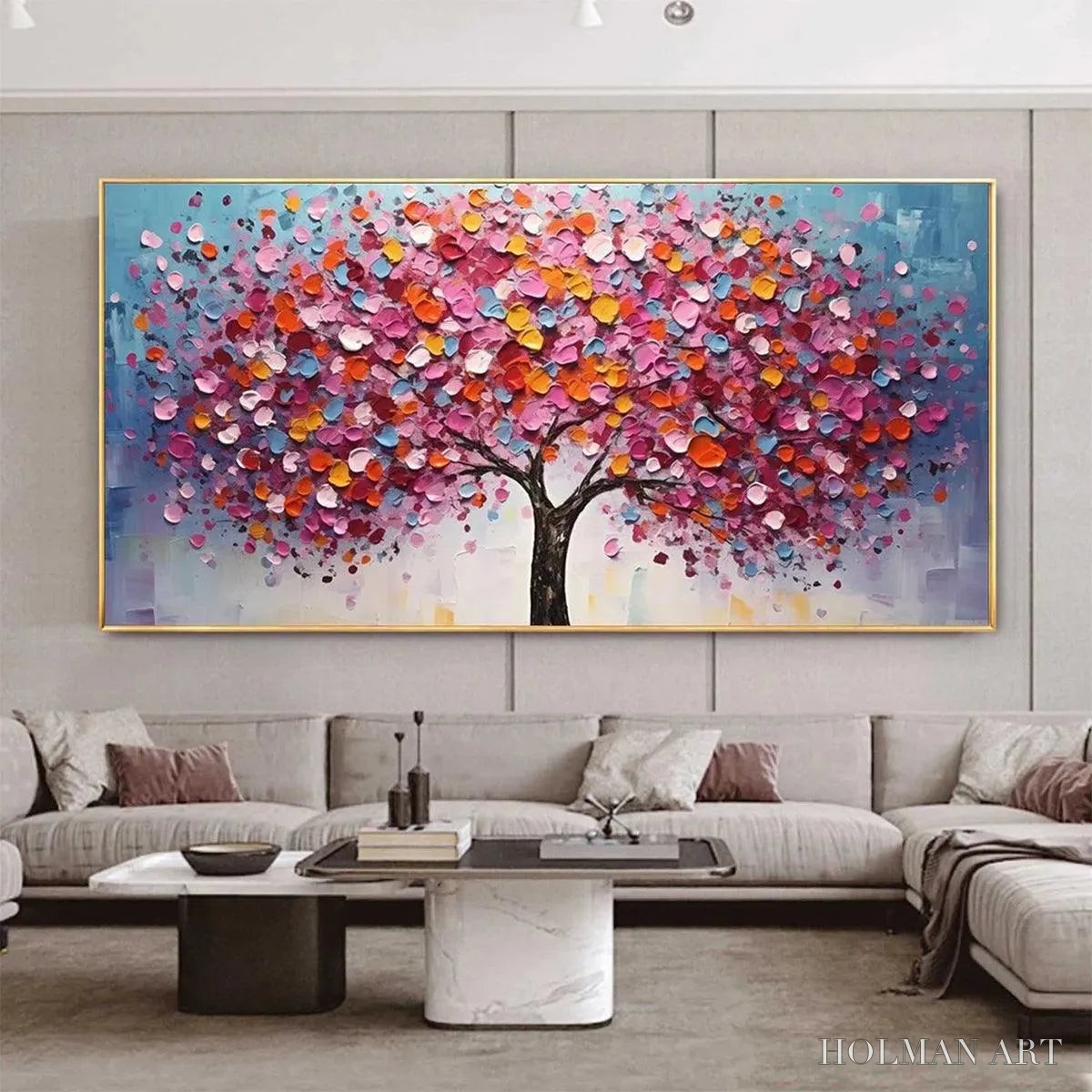 HOLMAN ART Jewel Tones Tree – Textured Impasto Tree Painting in Vibrant Pink - image 2