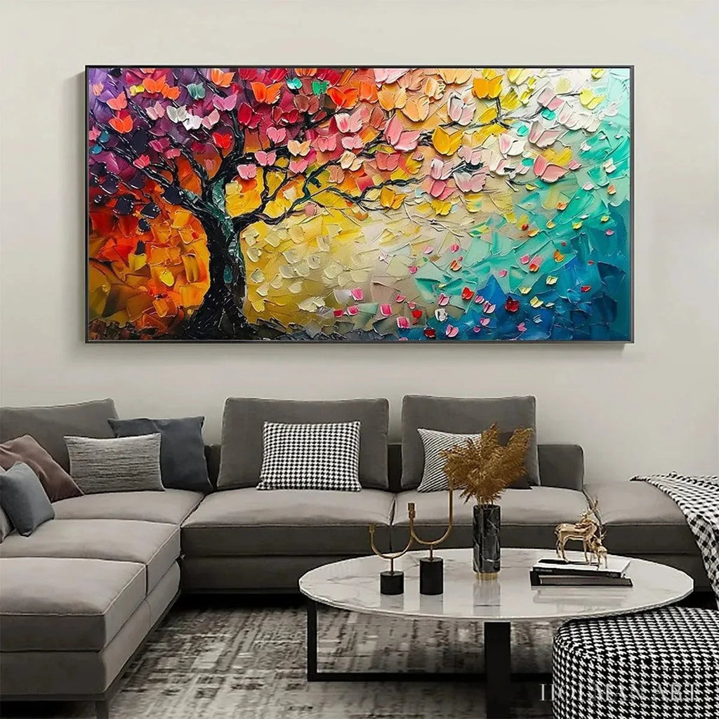 HOLMAN ART Whispers of Autumn – Textured Impasto Tree Painting with Colorful Butterflies - image 2