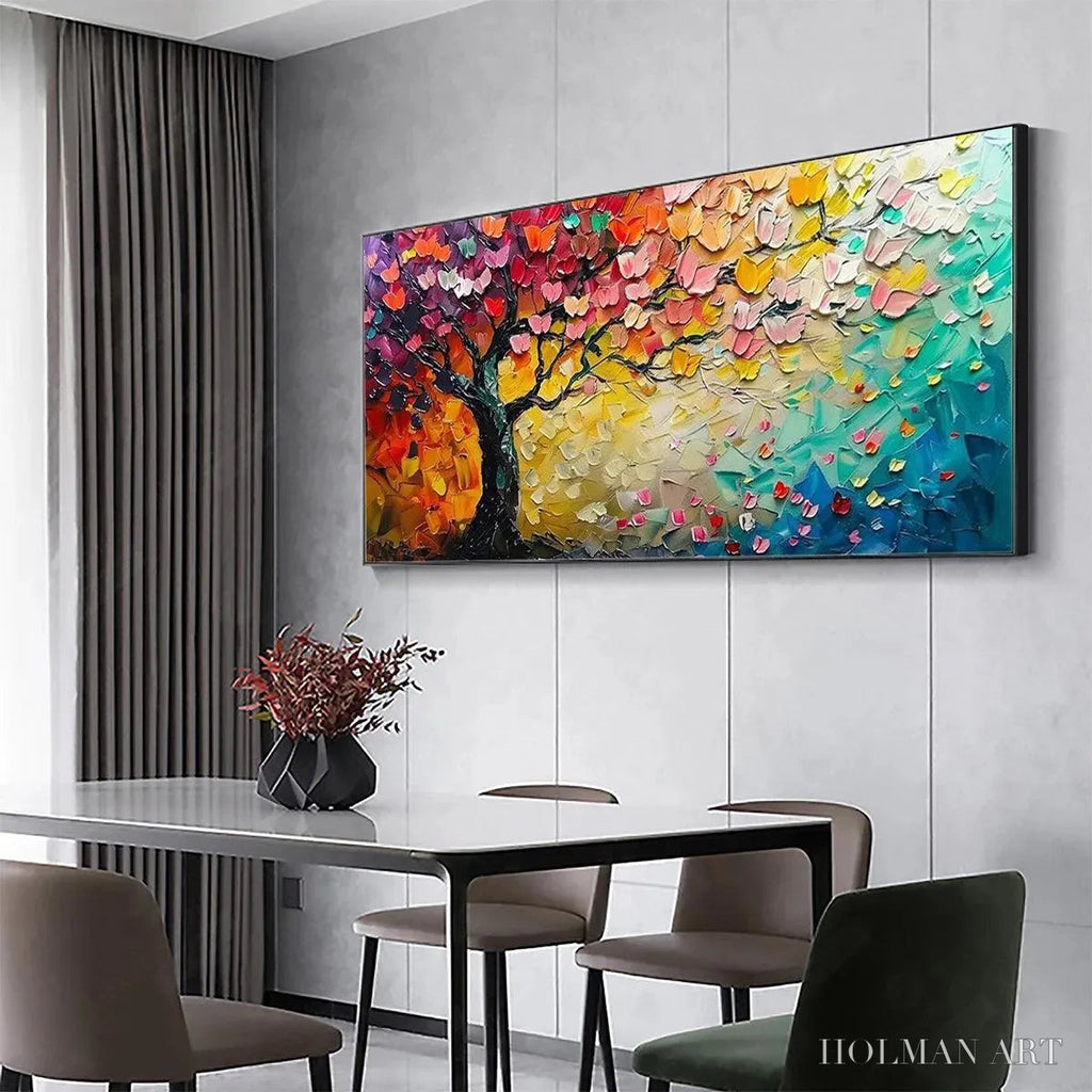 HOLMAN ART Whispers of Autumn – Textured Impasto Tree Painting with Colorful Butterflies - image 4