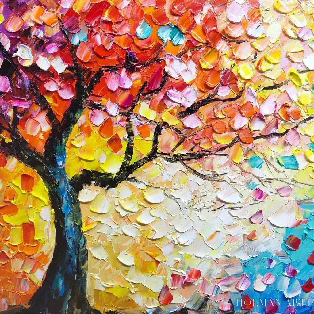 HOLMAN ART Whispers of Autumn – Textured Impasto Tree Painting with Colorful Butterflies - image 5