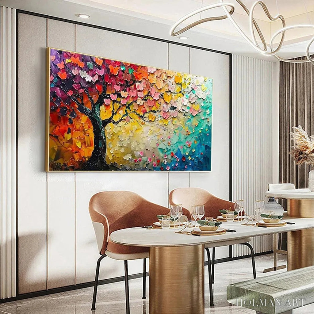 HOLMAN ART Whispers of Autumn – Textured Impasto Tree Painting with Colorful Butterflies - image 6