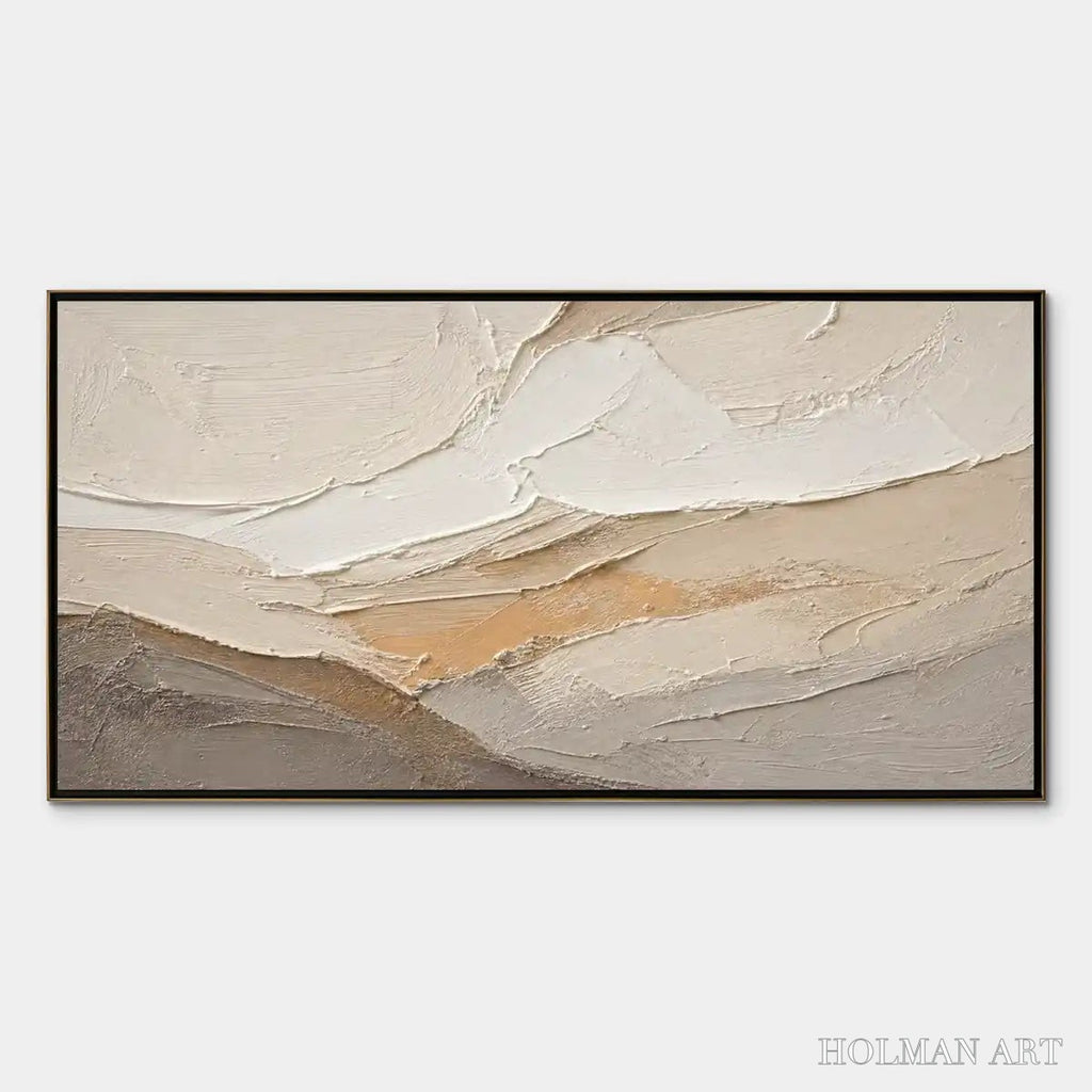 HOLMAN ART Pale Ridge – Beige White Mountain Abstract - image 1
