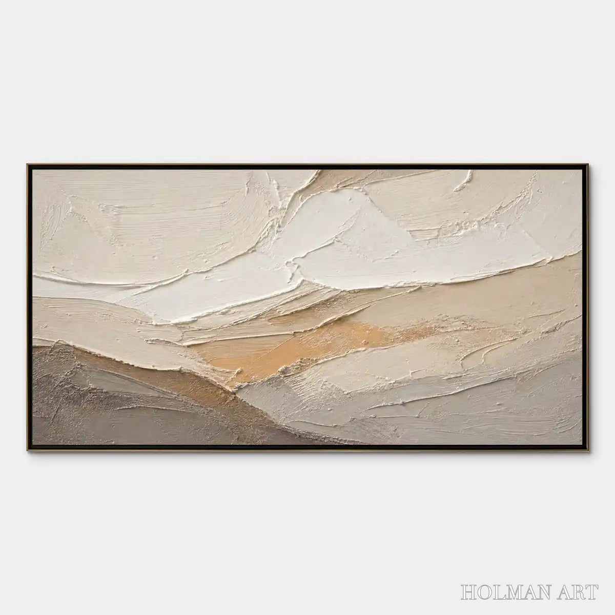 HOLMAN ART Pale Ridge – Beige White Mountain Abstract - image 1