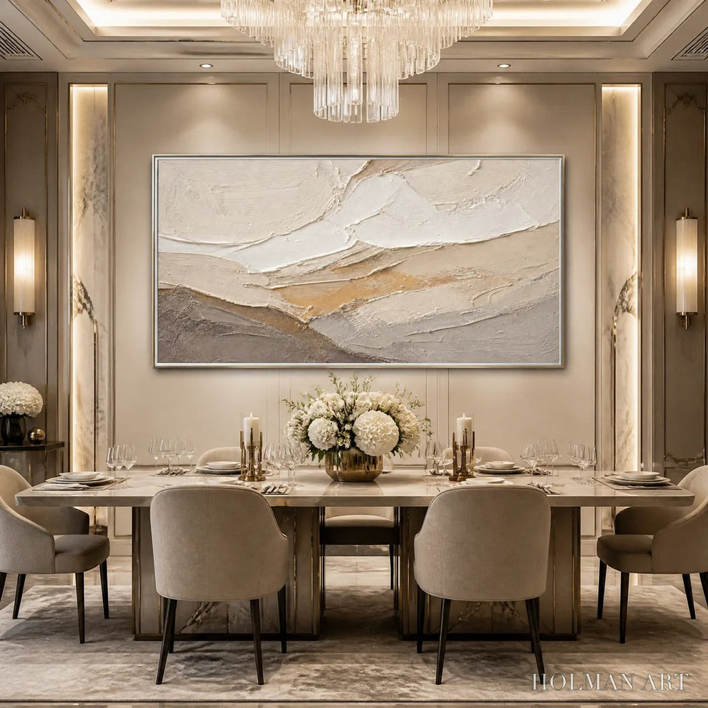 HOLMAN ART Pale Ridge – Beige White Mountain Abstract - image 2