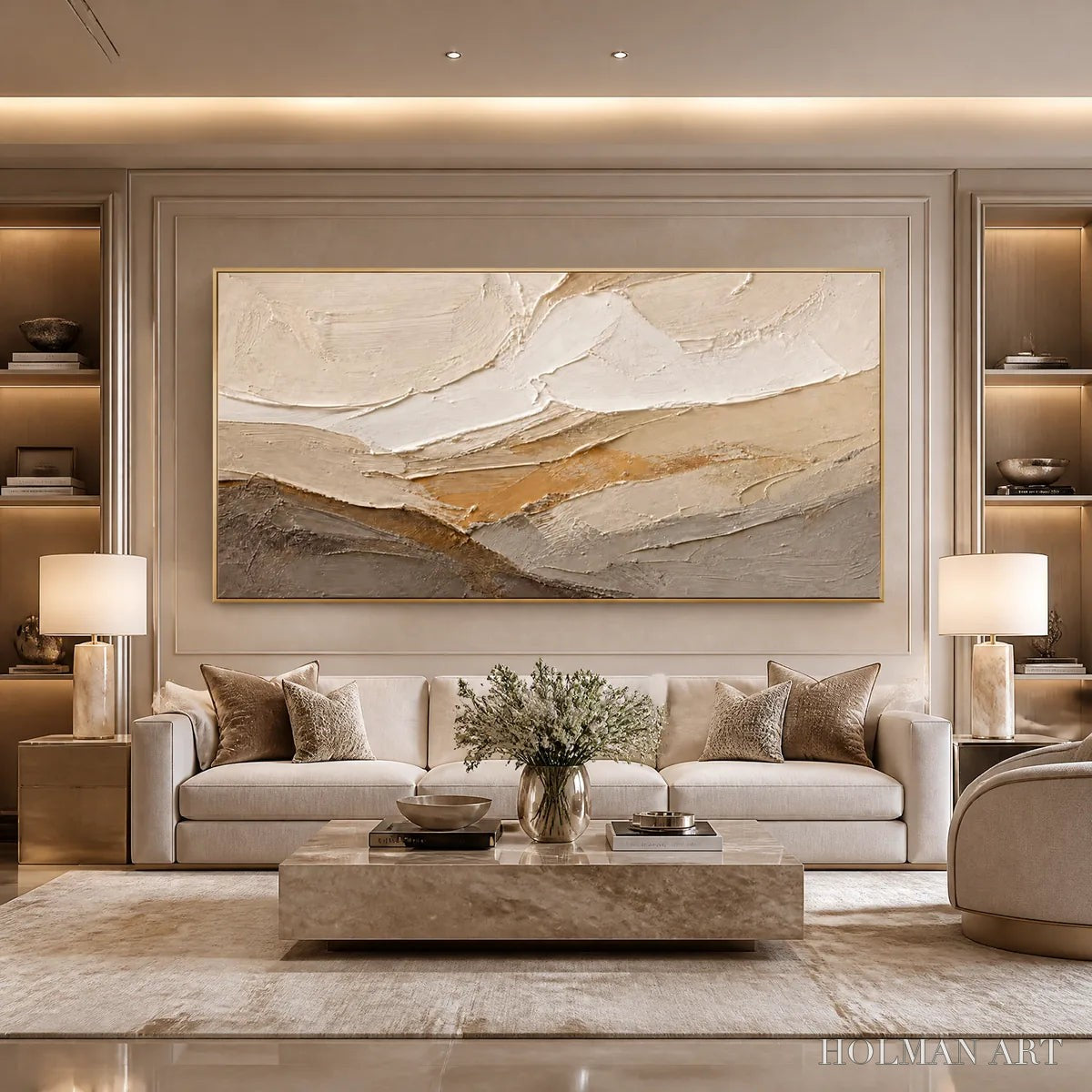 HOLMAN ART Pale Ridge – Beige White Mountain Abstract - image 5