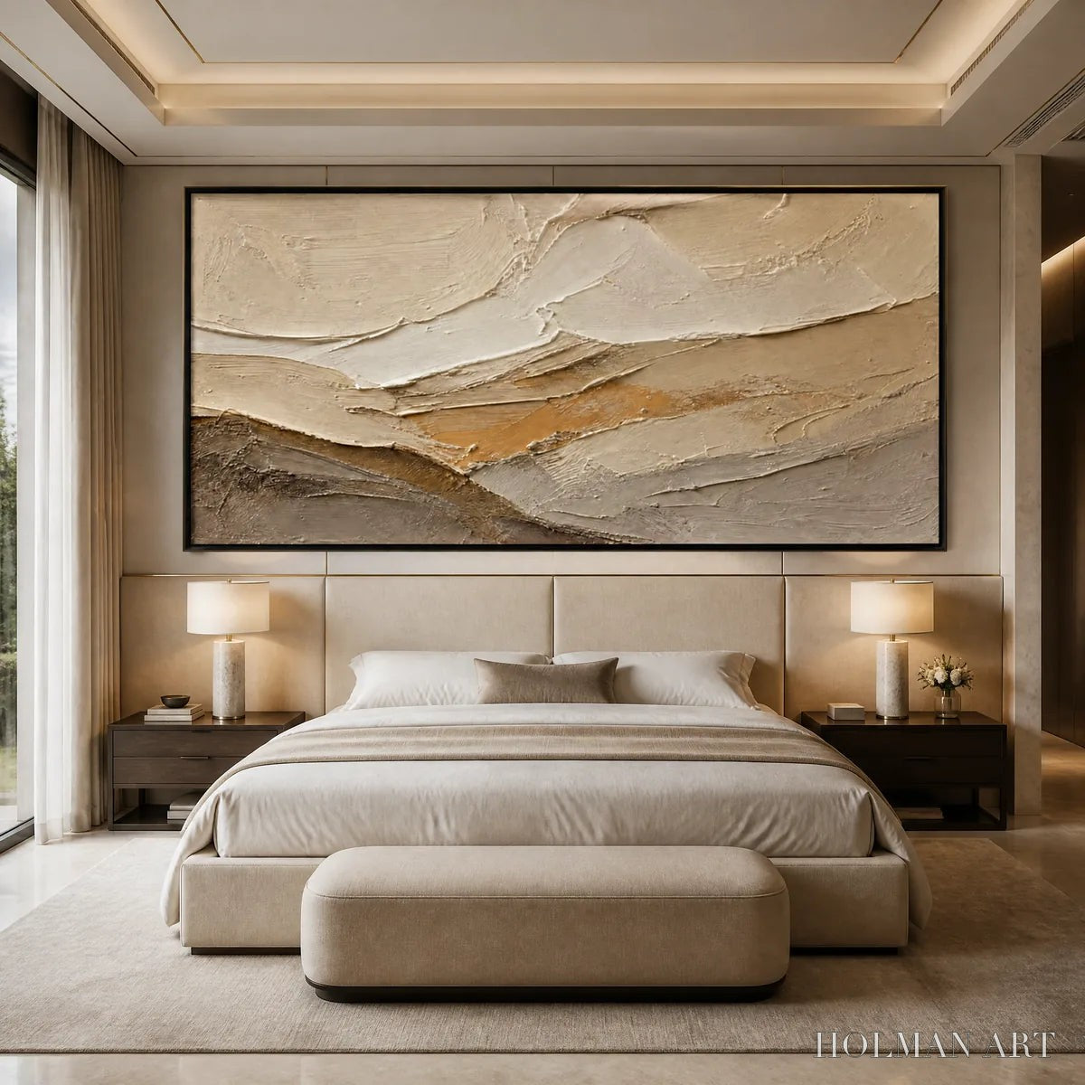 HOLMAN ART Pale Ridge – Beige White Mountain Abstract - image 6