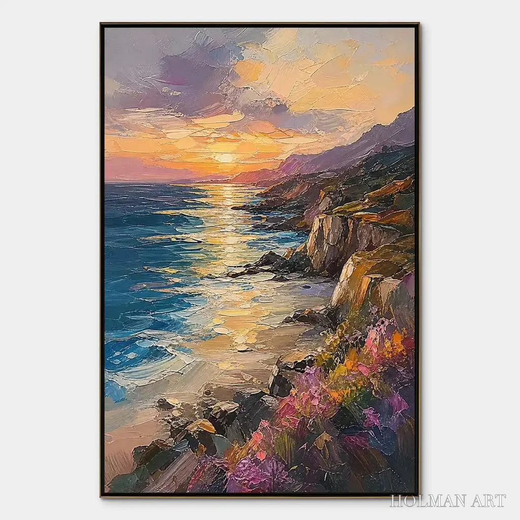 HOLMAN ART Sunset Cliffs – Sunset Coastal Cliffs Painting - image 1