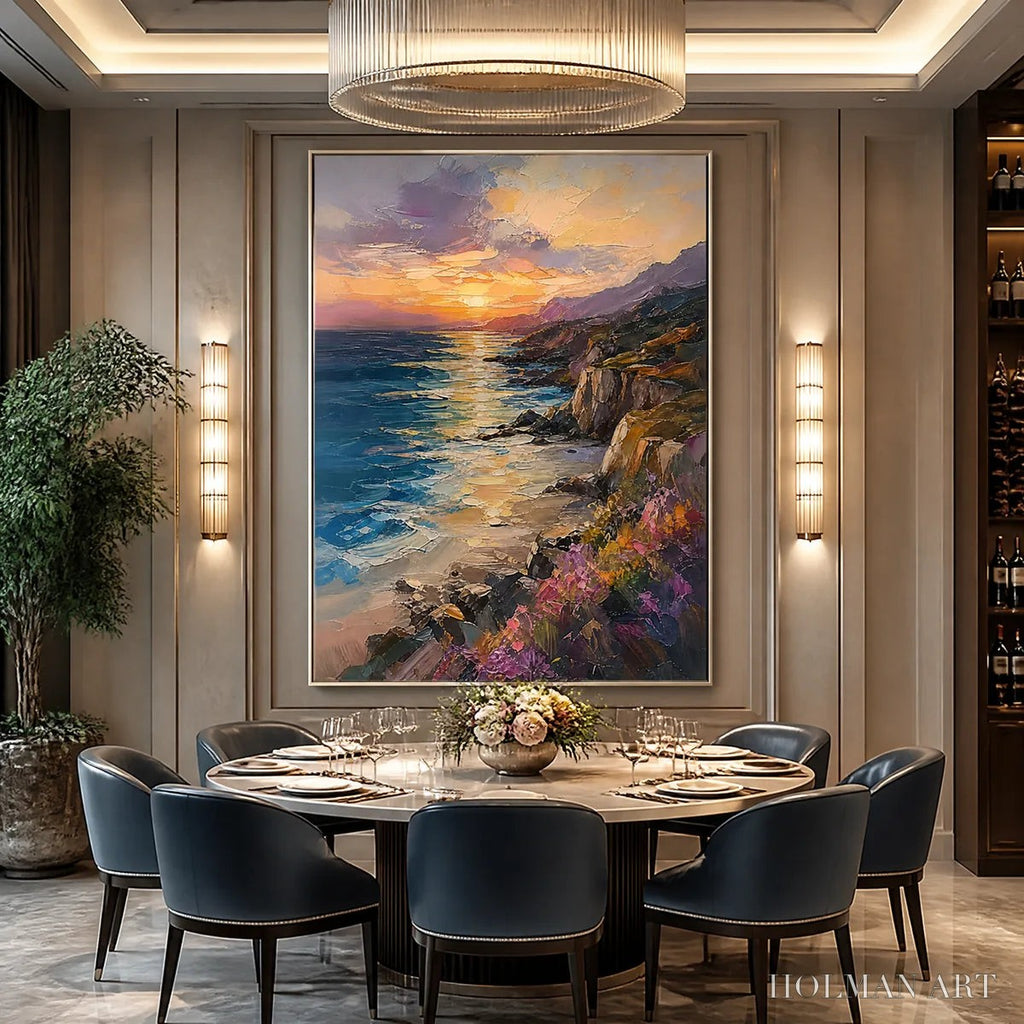 HOLMAN ART Sunset Cliffs – Sunset Coastal Cliffs Painting - image 2