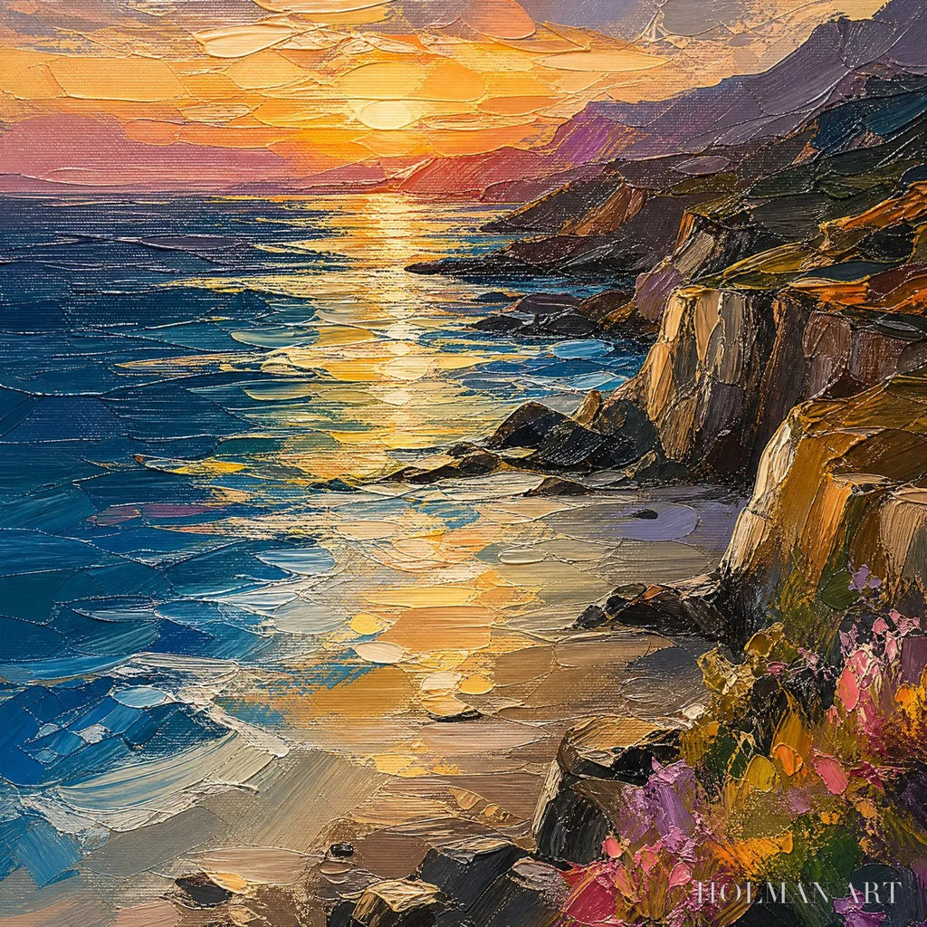 HOLMAN ART Sunset Cliffs – Sunset Coastal Cliffs Painting - image 3