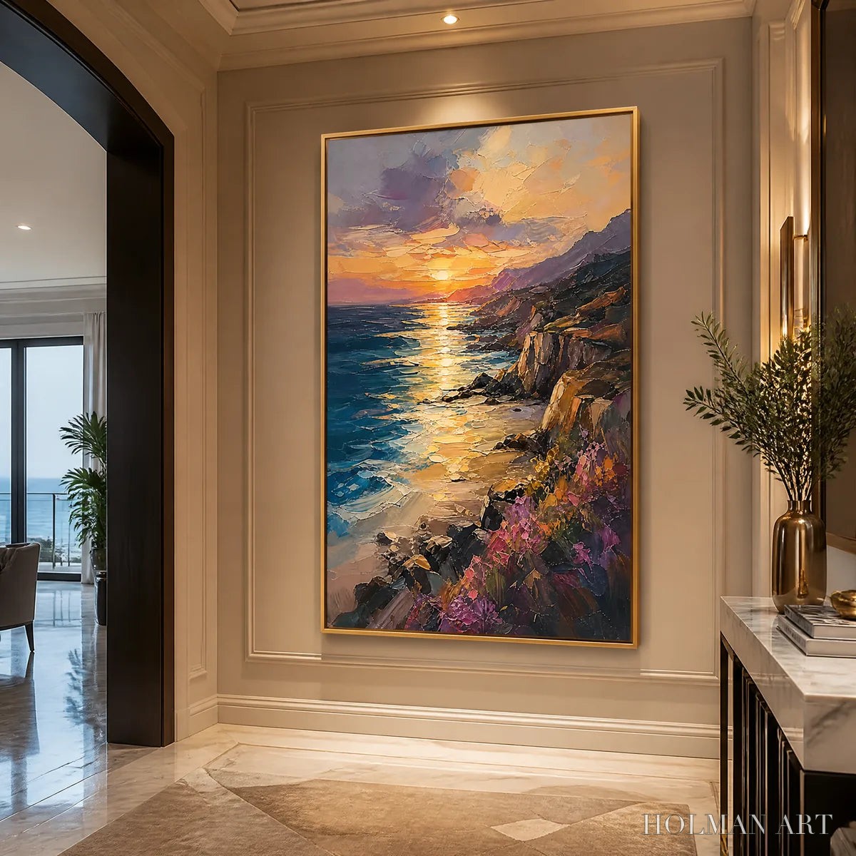 HOLMAN ART Sunset Cliffs – Sunset Coastal Cliffs Painting - image 4