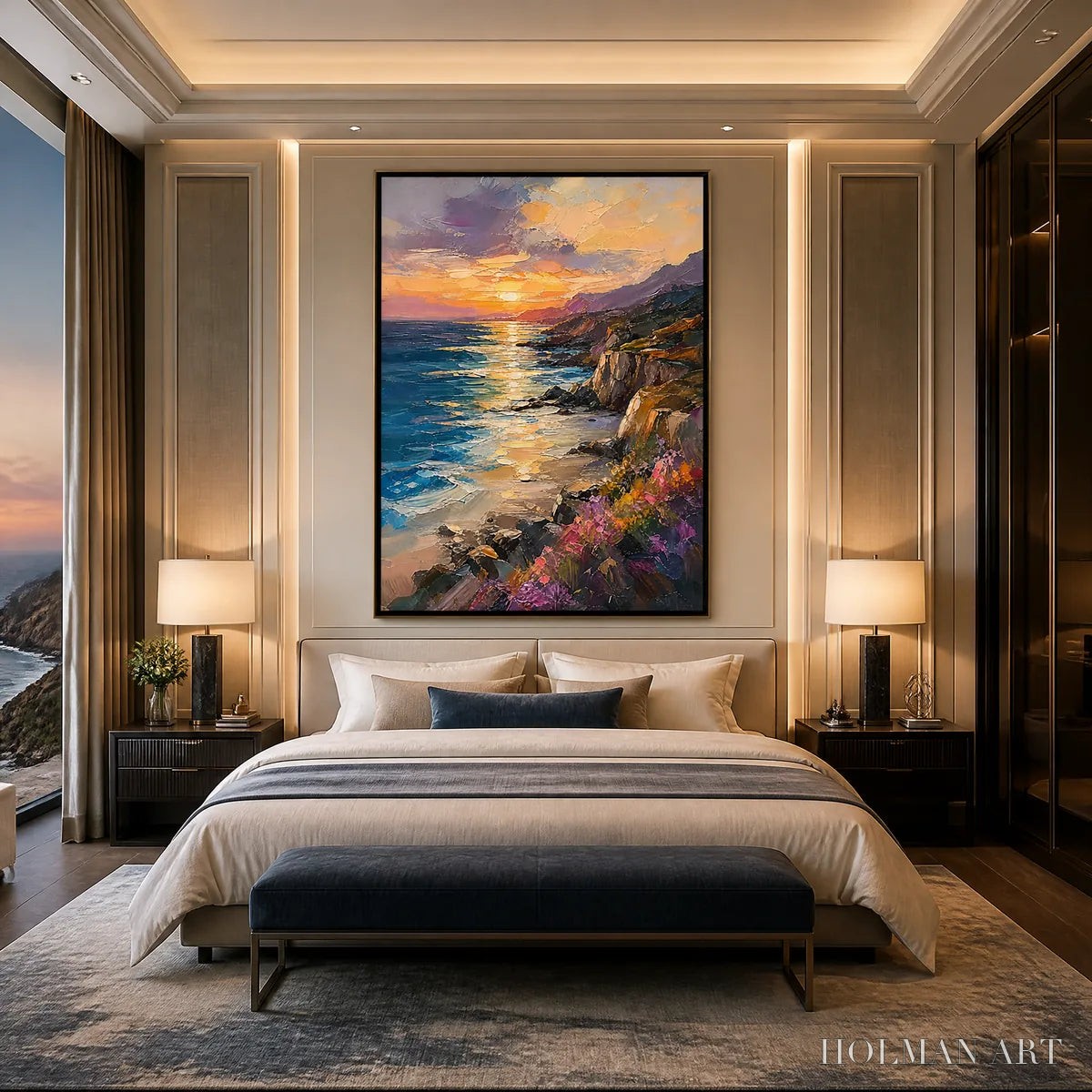 HOLMAN ART Sunset Cliffs – Sunset Coastal Cliffs Painting - image 6