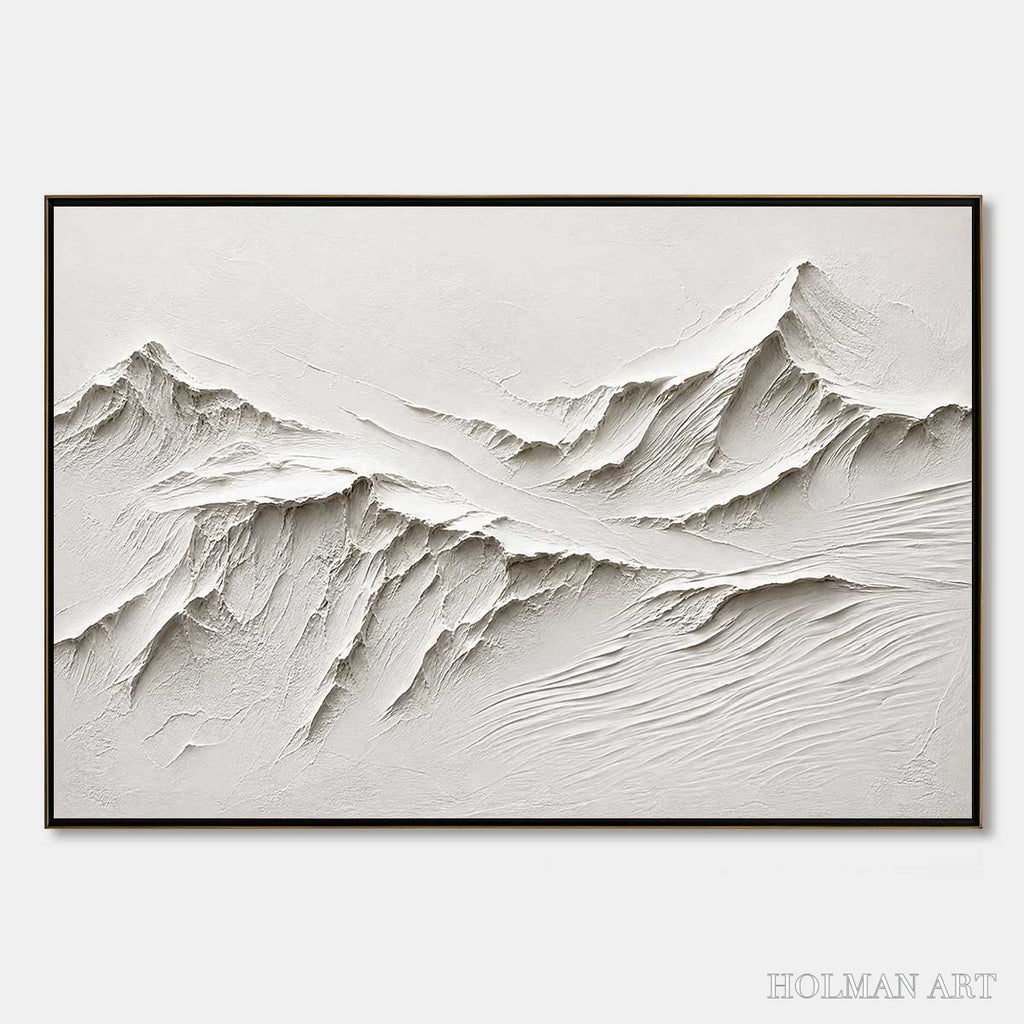 HOLMAN ART Terra Alba White Textured Mountain Painting | Abstract - image 1
